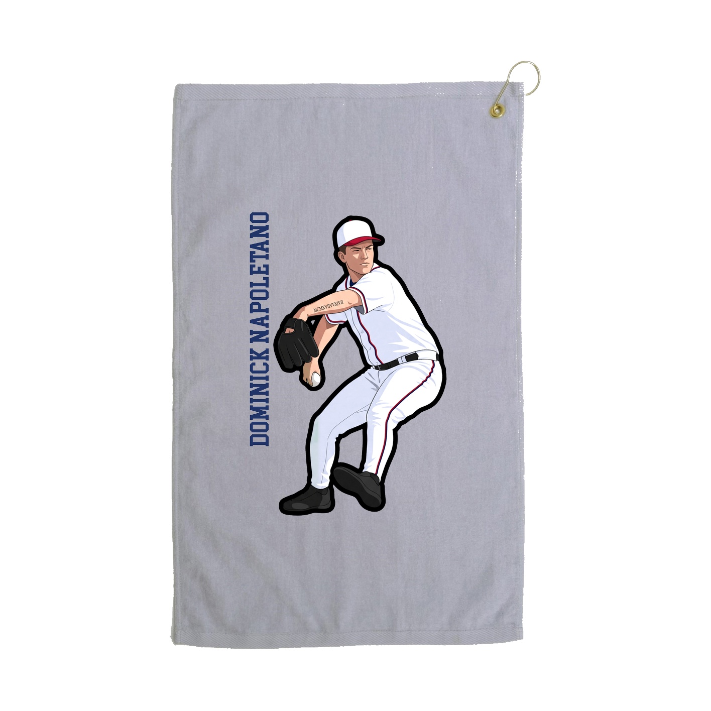 Golf Towel — Name Vertical in Grey