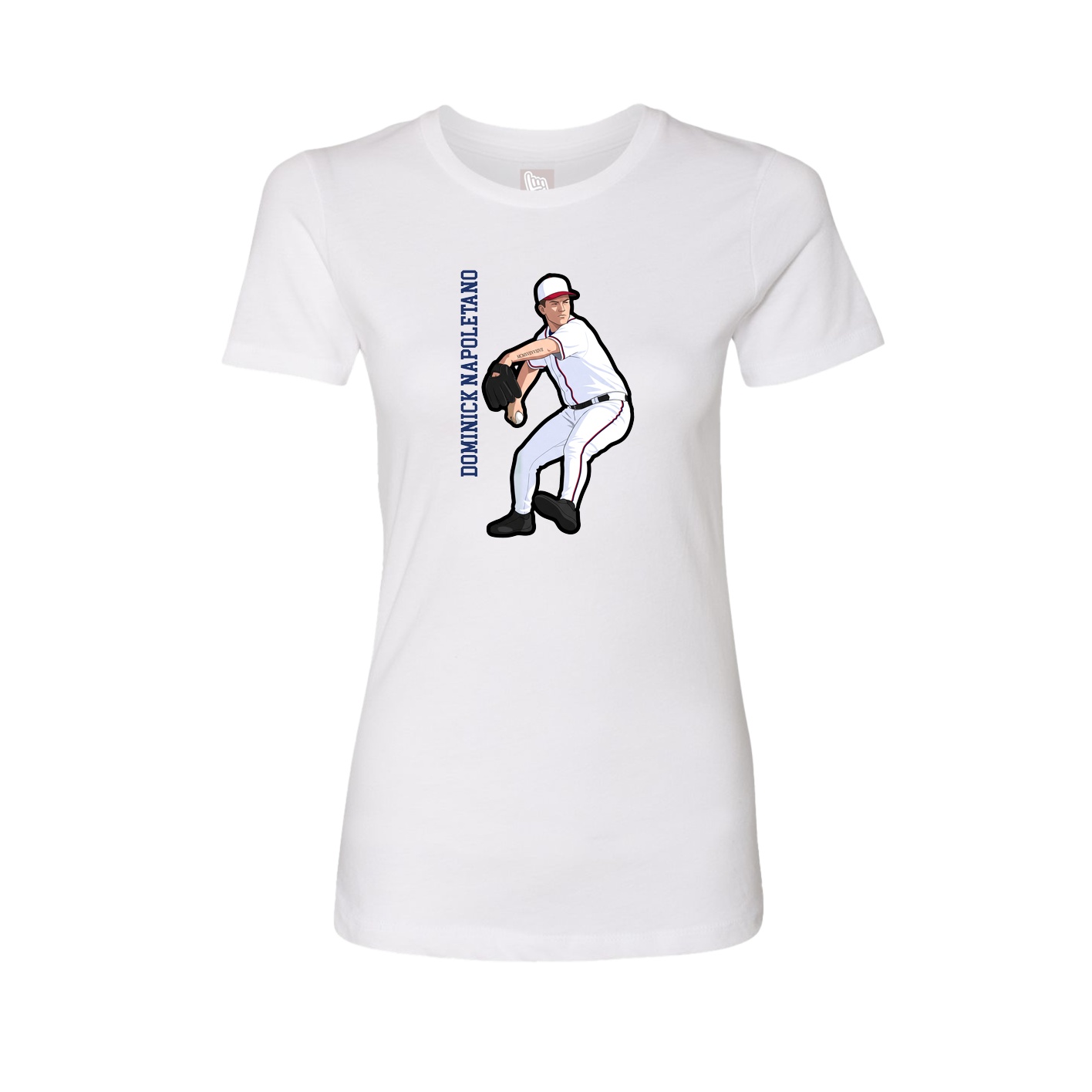 Womens Tee — Name Vertical in White