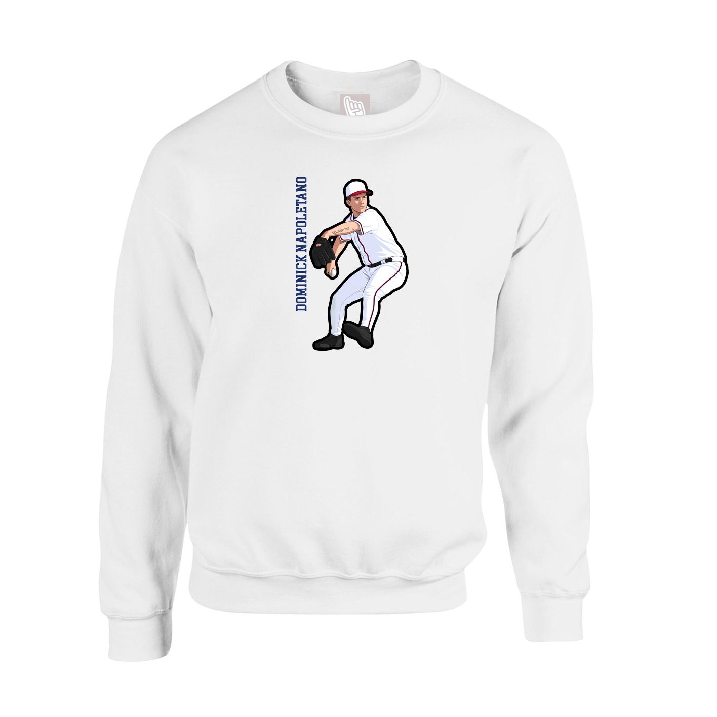 Fleece Crew — Name Vertical in White