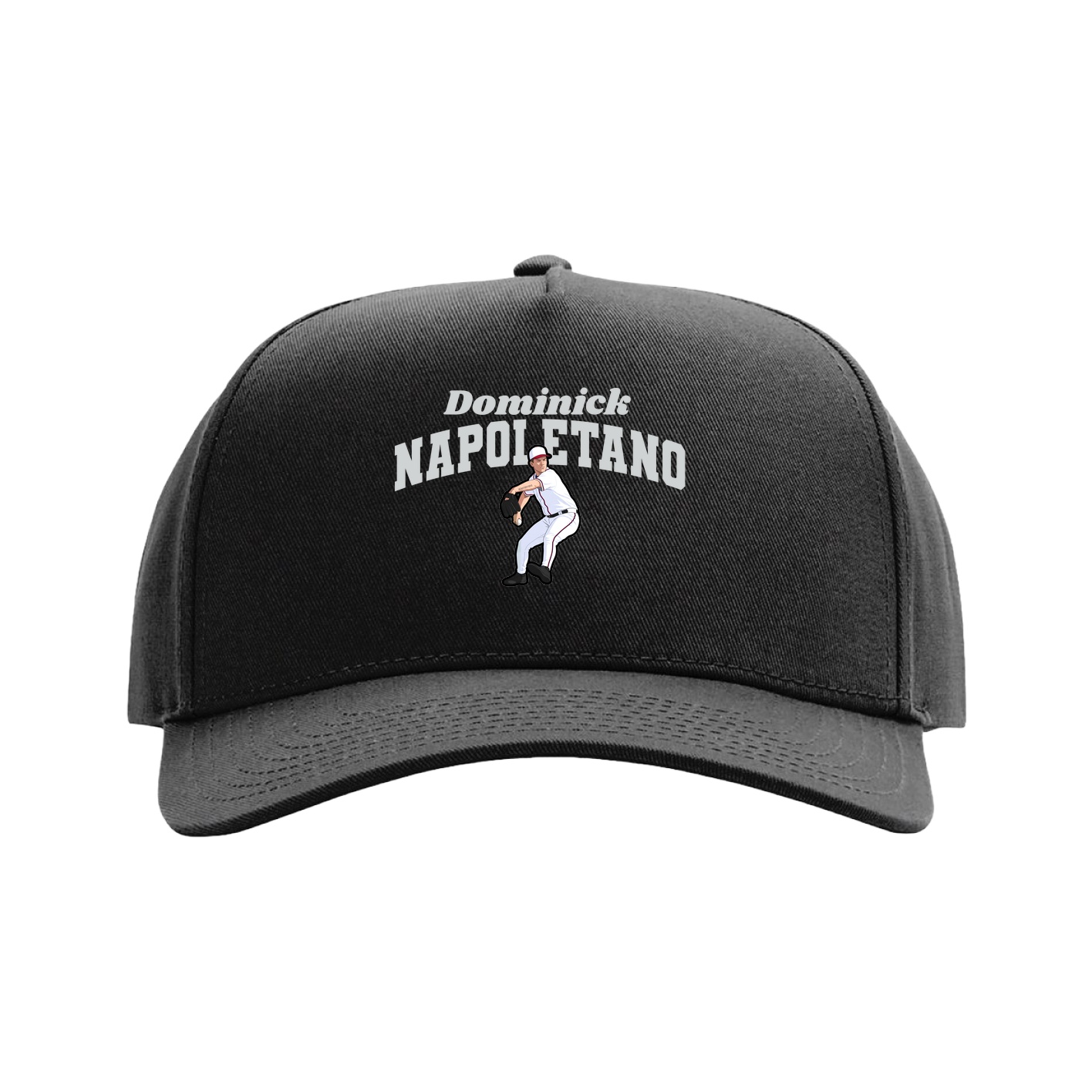 Full Fabric Five-Panel Champ Cap — Signature Arch in Black