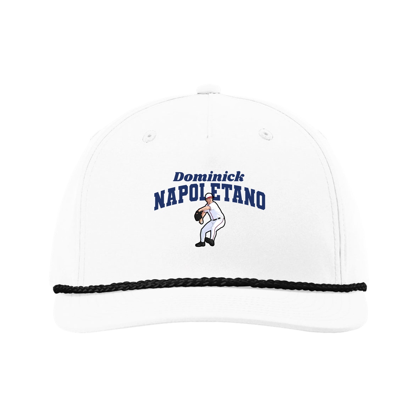 Five-Panel Classic Rope Cap — Signature Arch in White