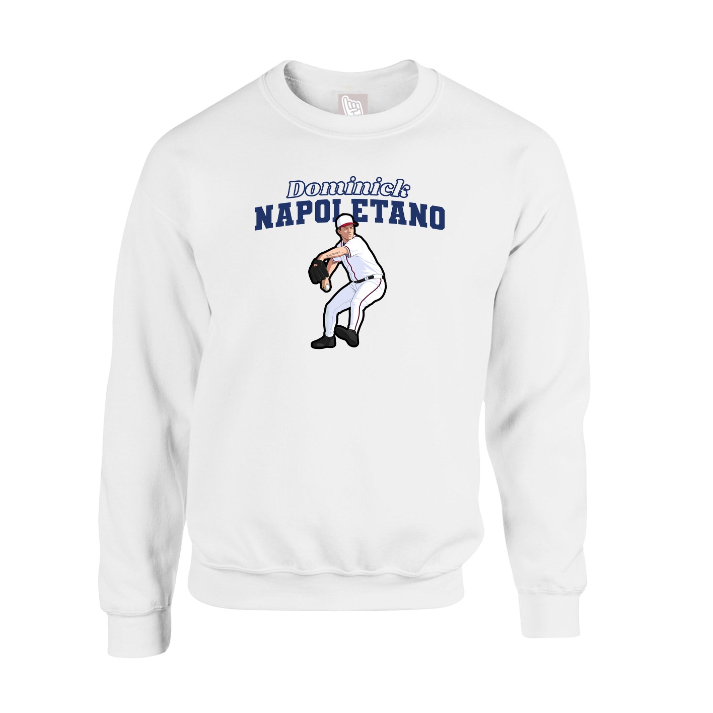 Fleece Crew — Name Arch in White