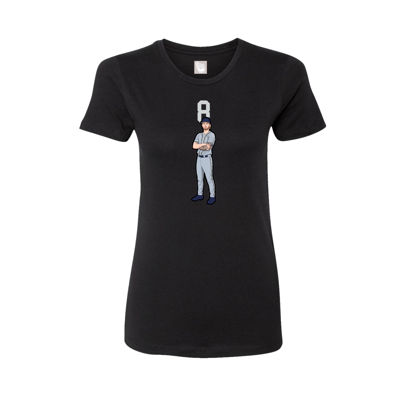 Fitted Women's Tee — Number Top in Black