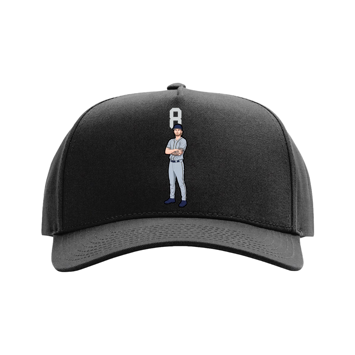 Full Fabric Five-Panel Champ Cap — Number Top in Black