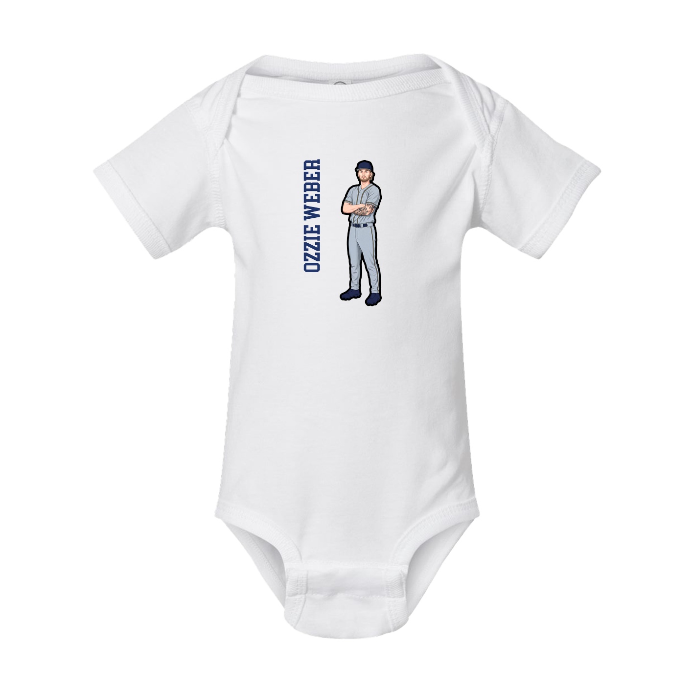 Baby Onesie — Name Vertical in White