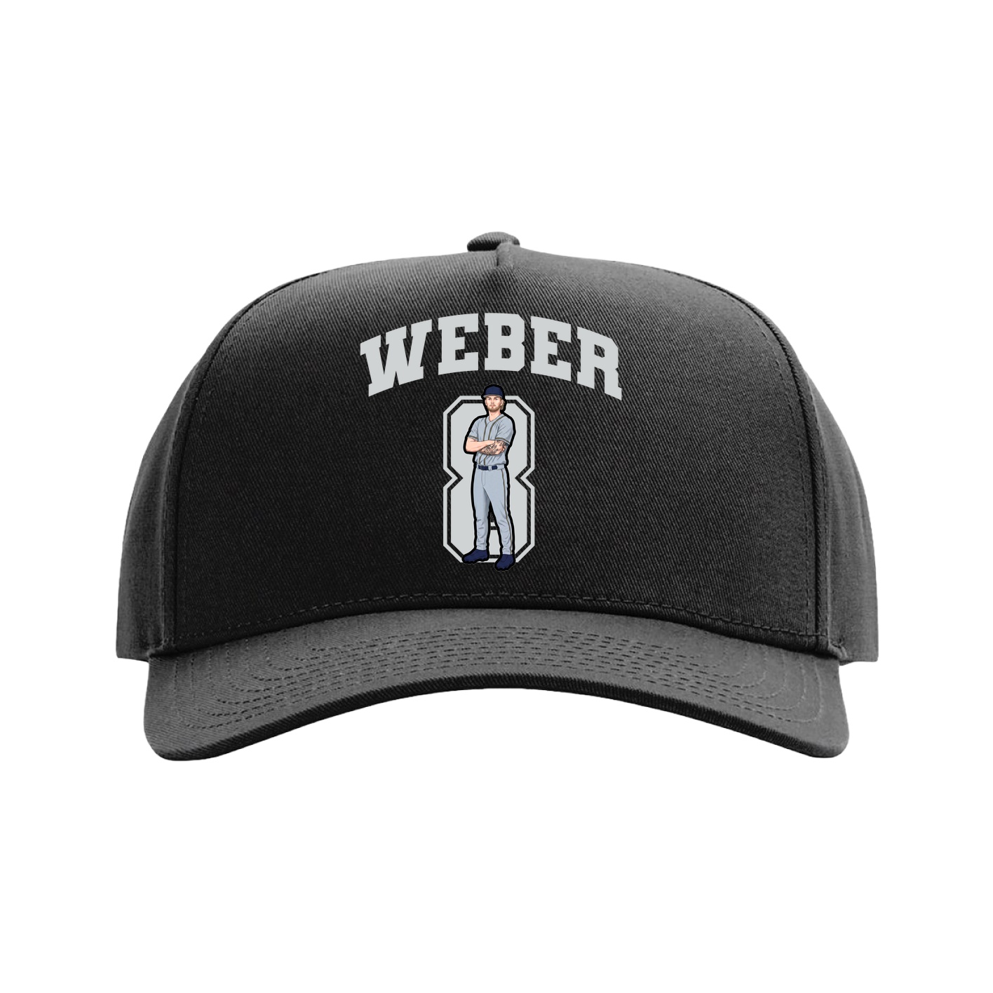 Full Fabric Five-Panel Champ Cap — Number in Black