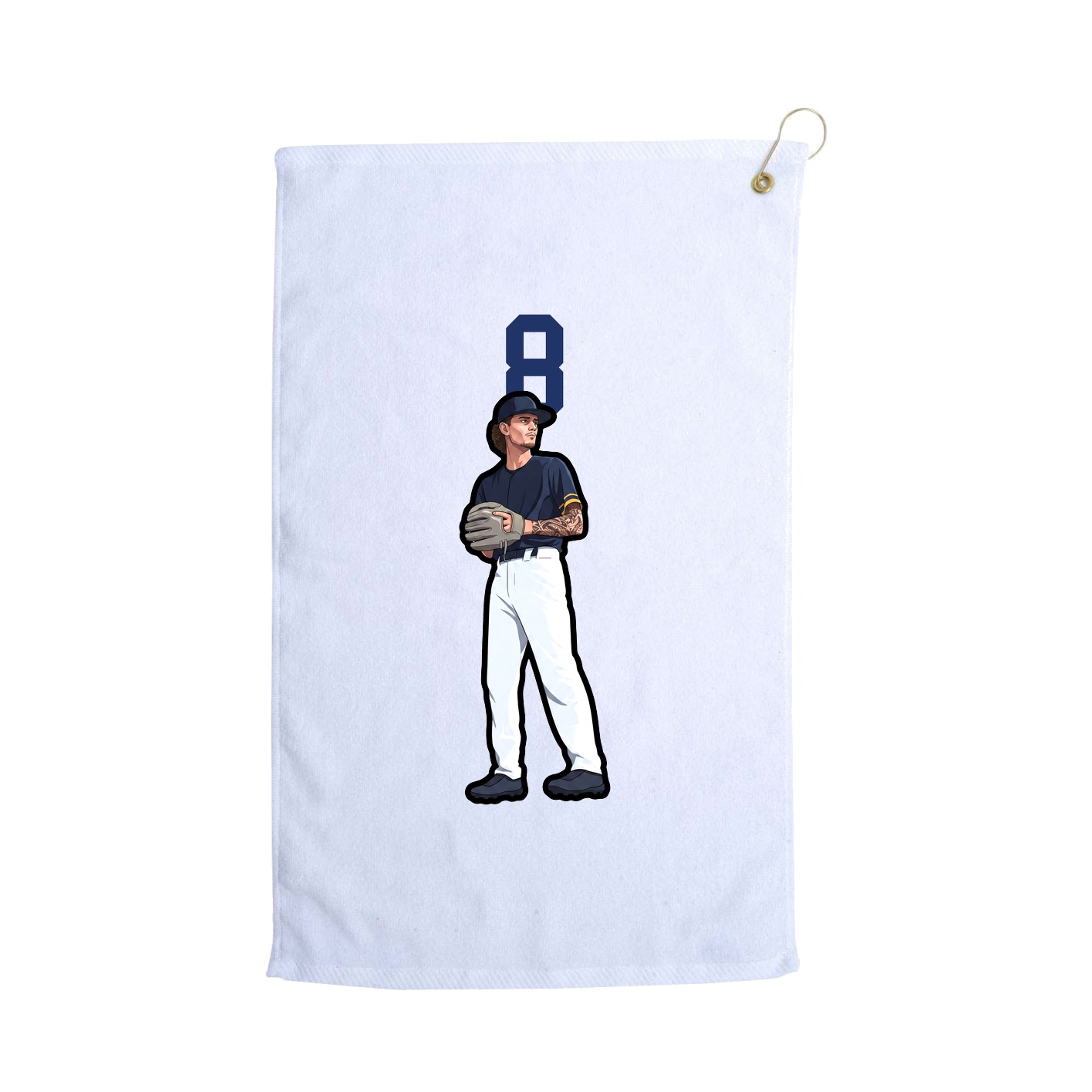 Golf Towel — Number Top in White