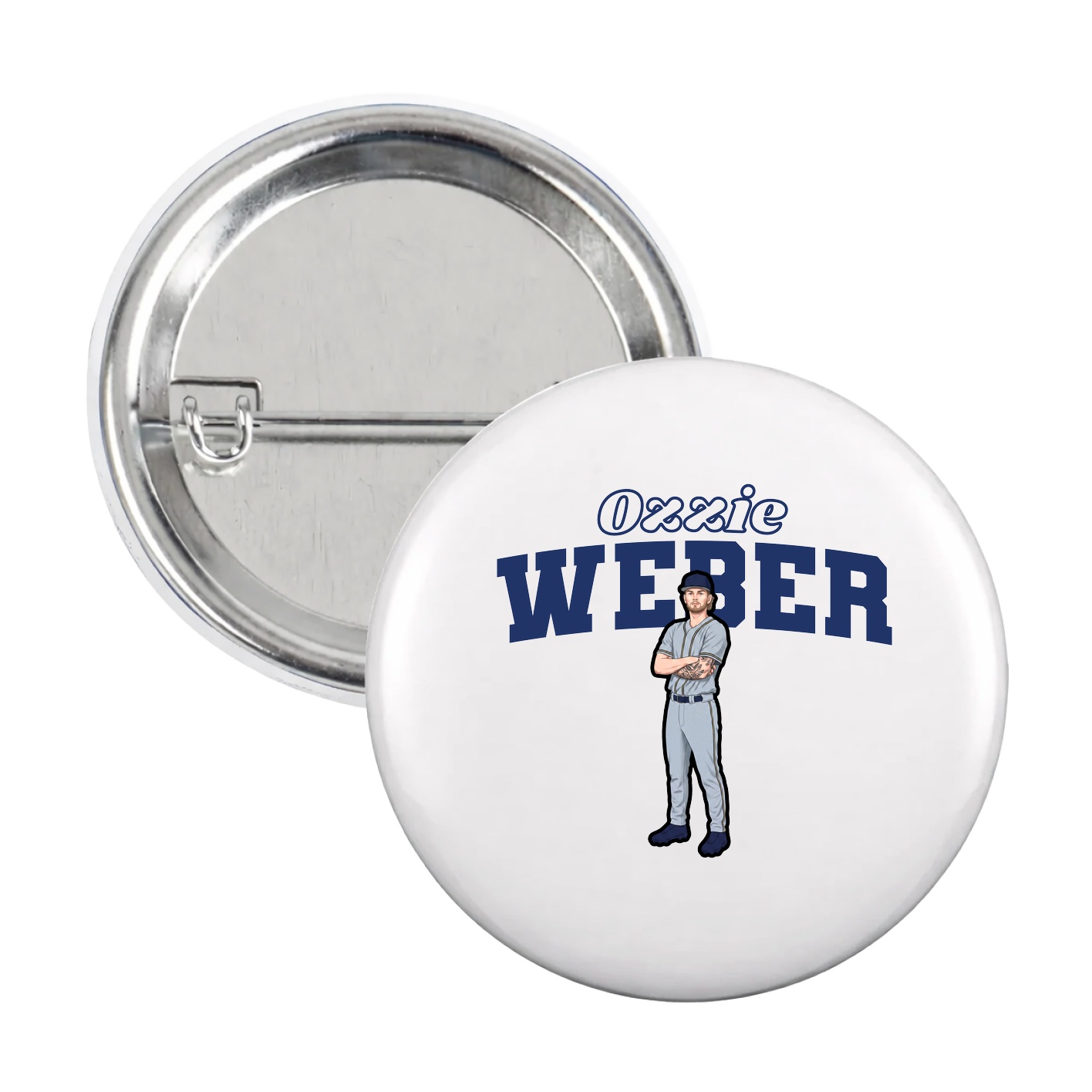 Game Day Button — Name Arch in White