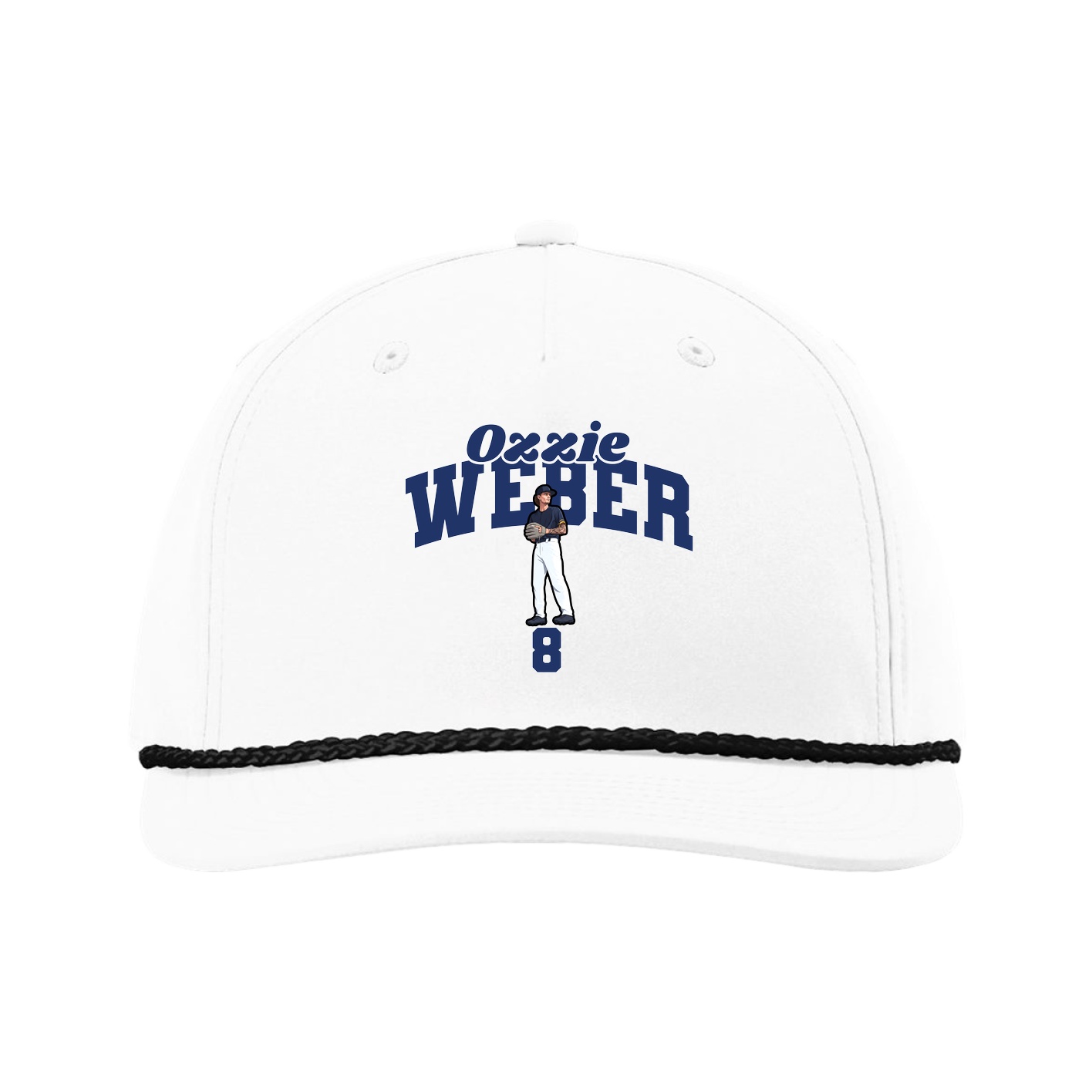 Five-Panel Classic Rope Cap — Signature Arch in White