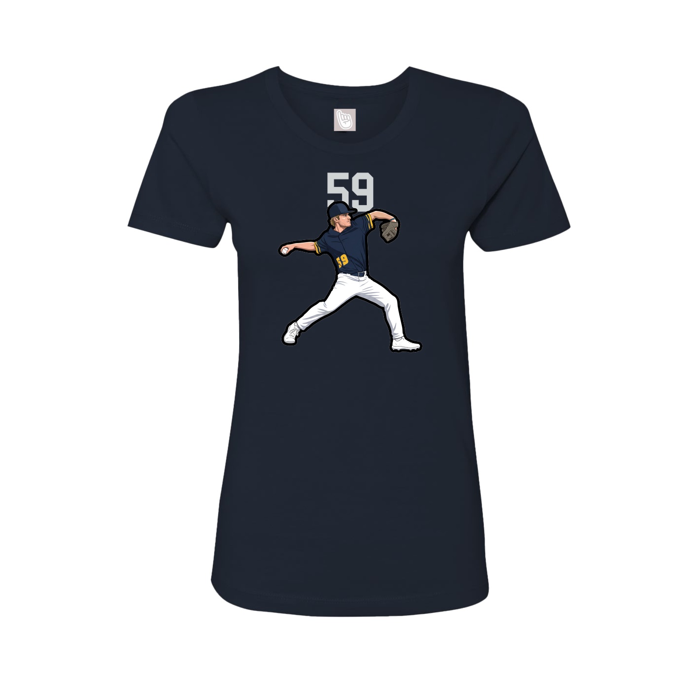 Fitted Women's Tee — Number Top in Navy