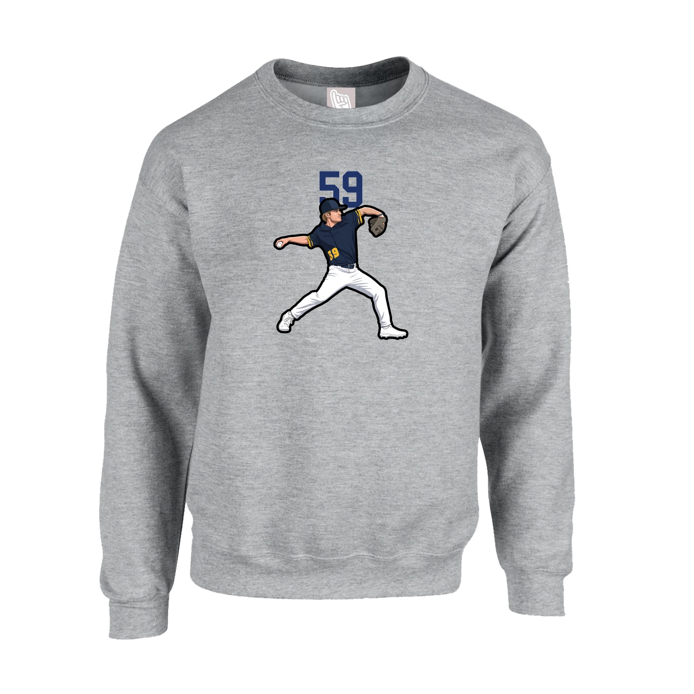 Fleece Crew — Number Top in Grey