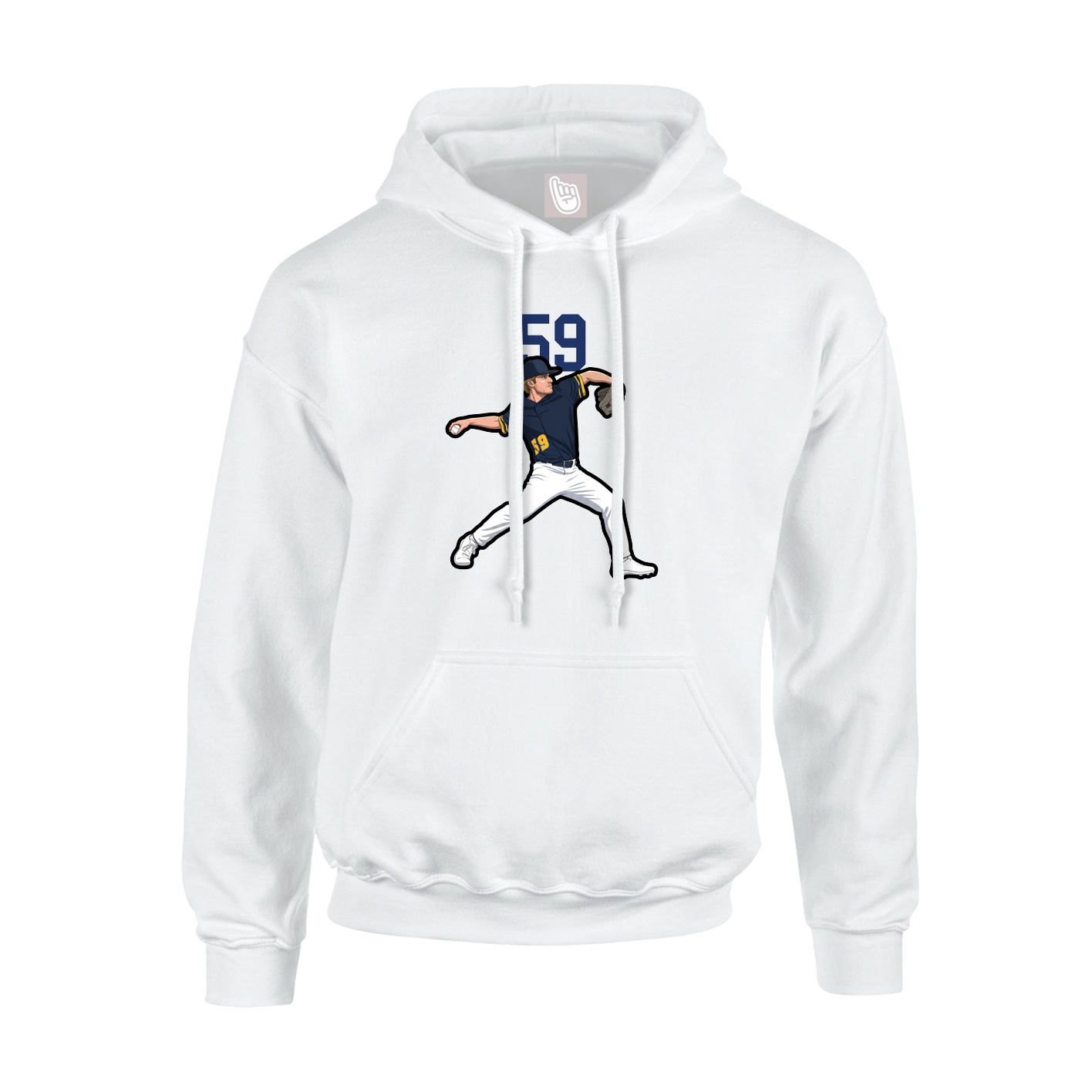Youth Hoodie — Number Top in White