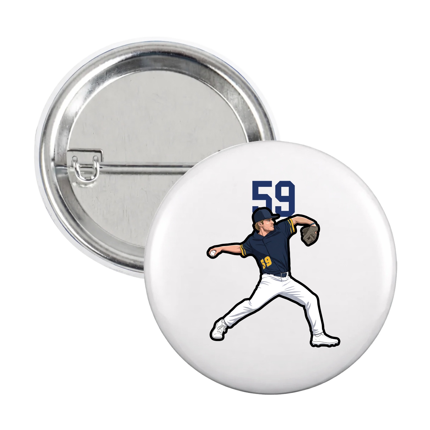 Game Day Button — Number Top in White
