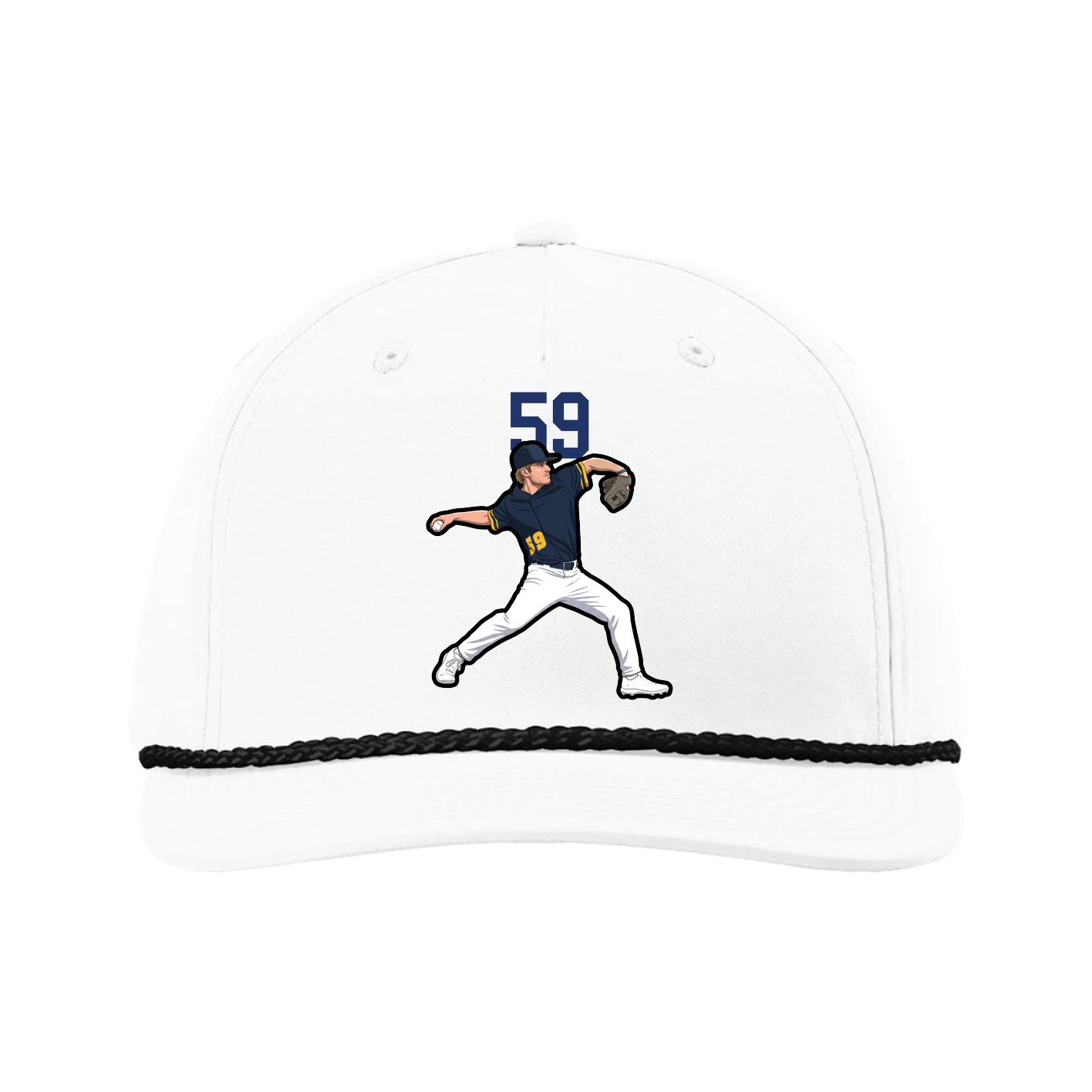 Five-Panel Classic Rope Cap — Number Top in White