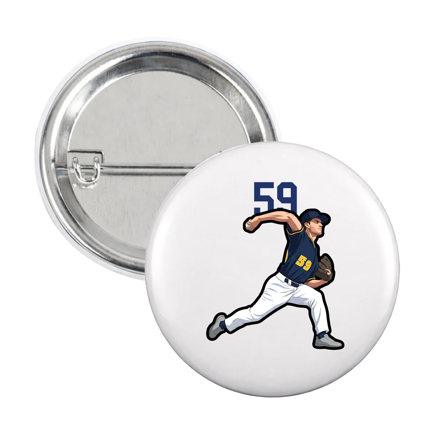 Game Day Button — Number Top in White