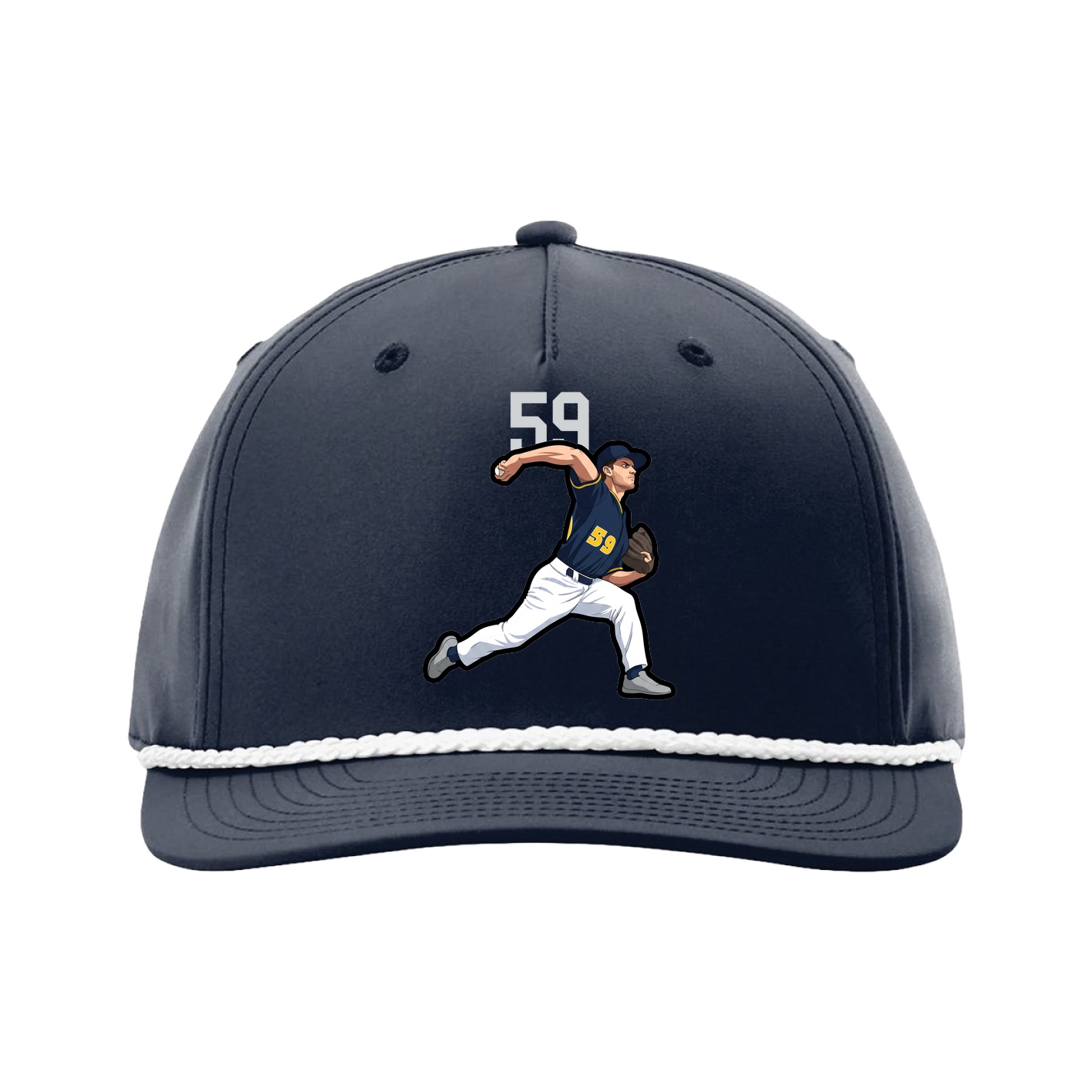 Five-Panel Classic Rope Cap — Number Top in Navy