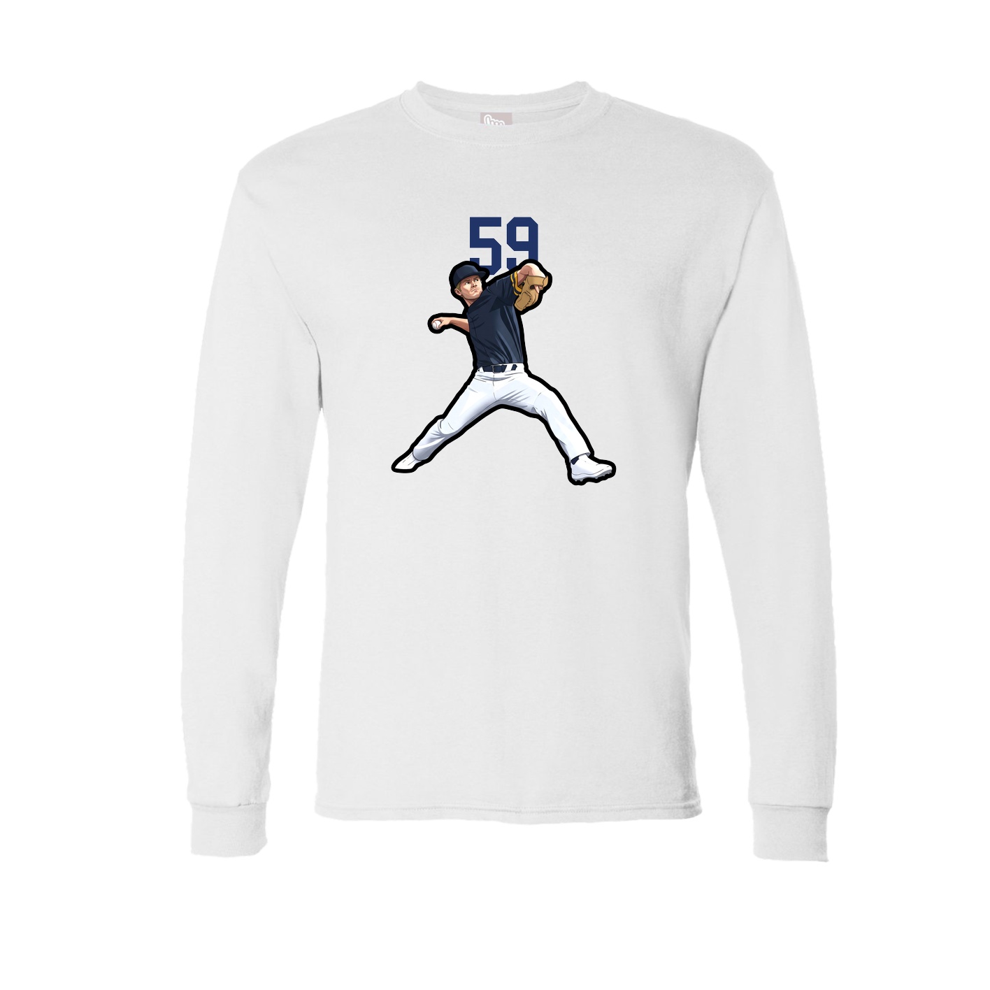 Long Sleeve Tee — Number Top in White