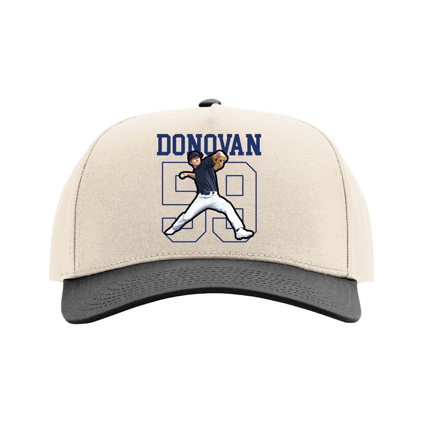 Full Fabric Five-Panel Champ Cap — Shirsey in Cream/Black