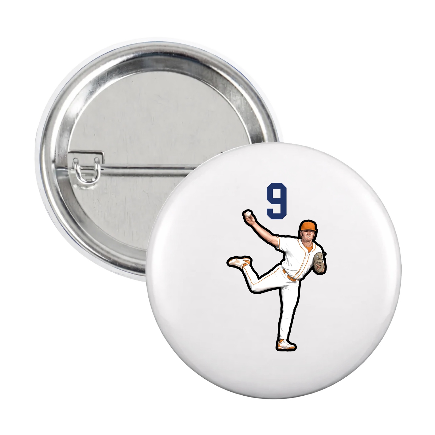 Game Day Button — Number Top in White