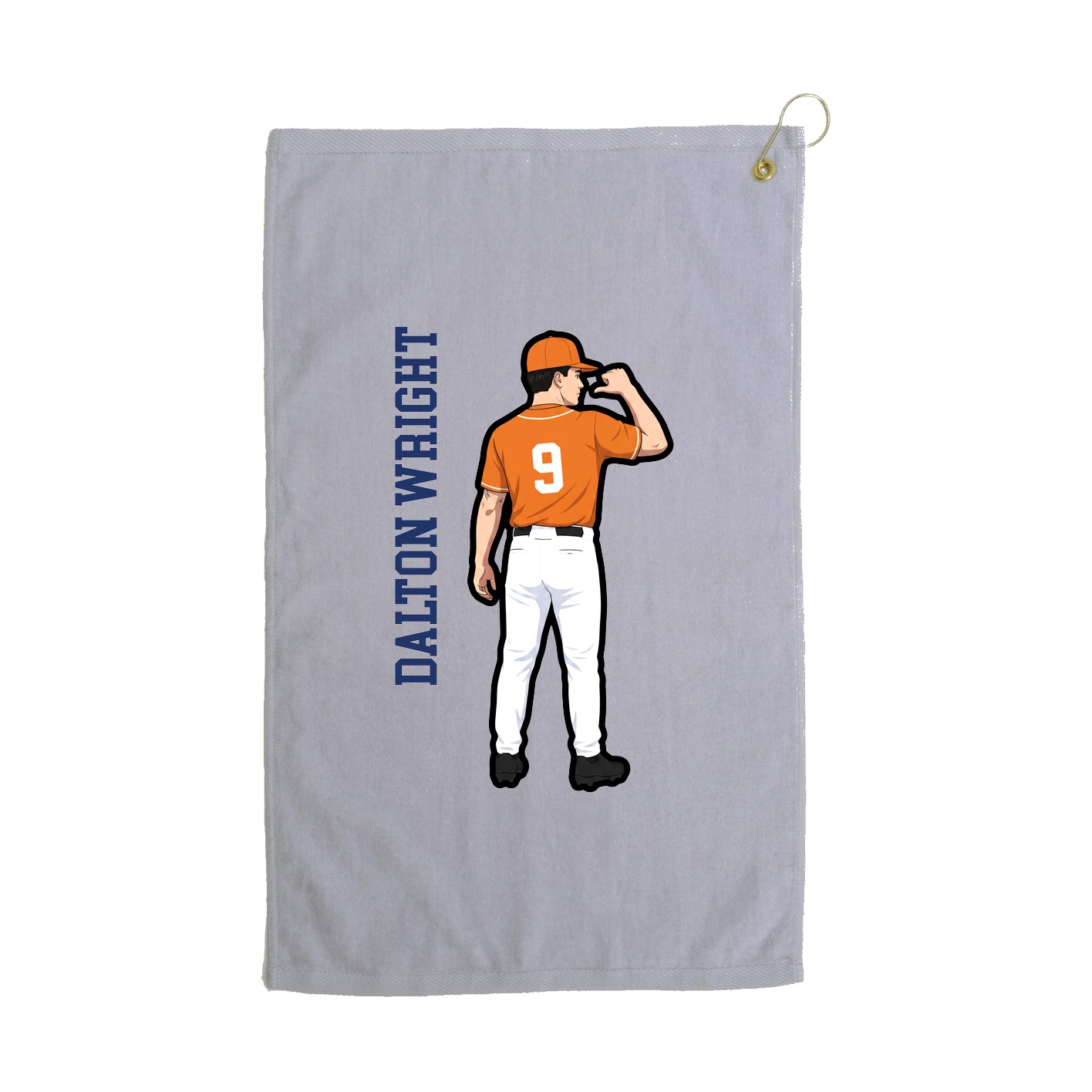 Golf Towel — Name Vertical in Grey