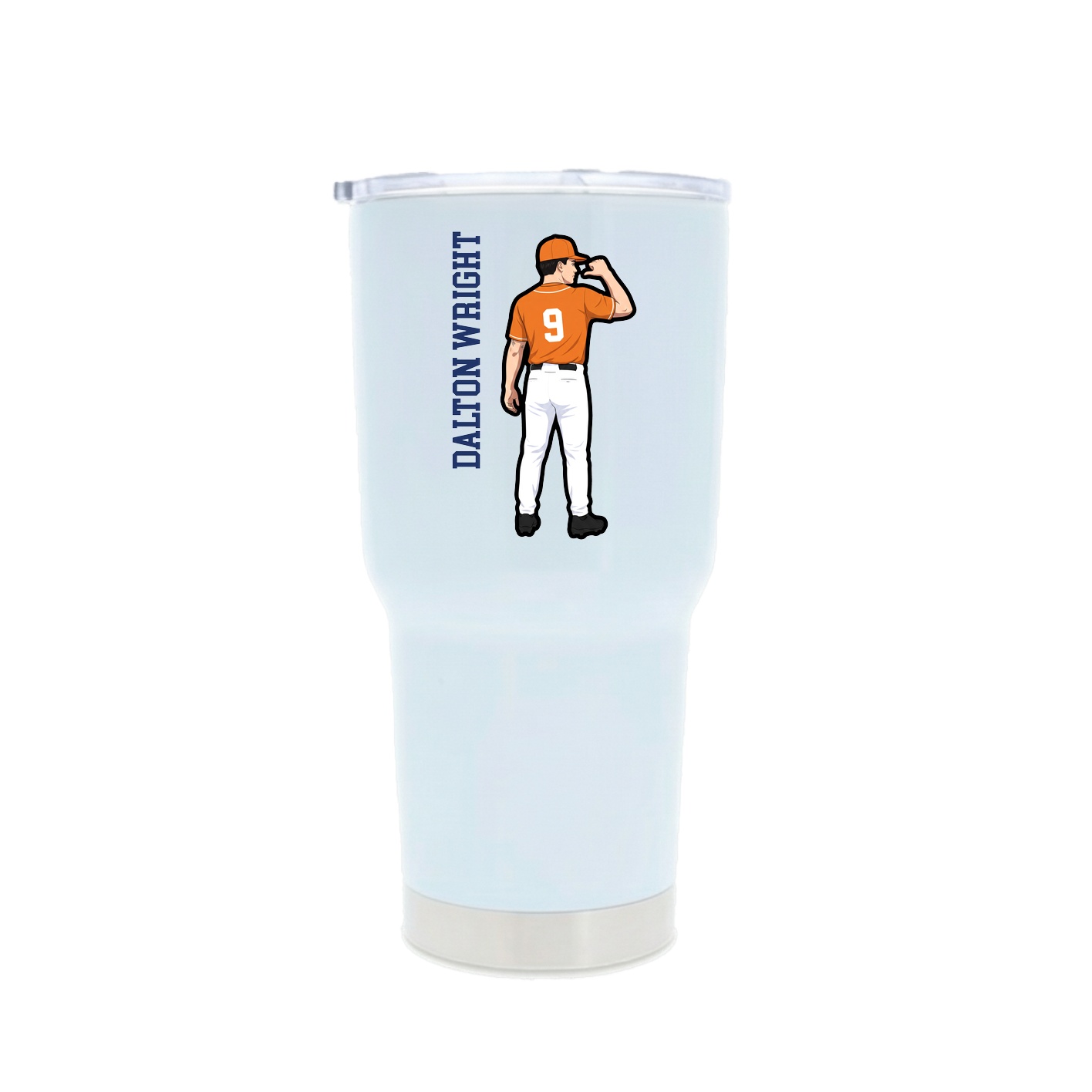 30oz Stainless Steel Tumbler — Name Vertical in White