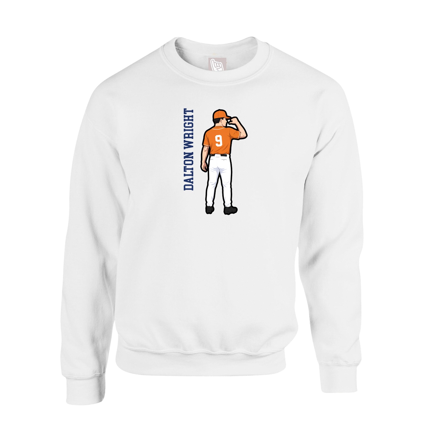 Fleece Crew — Name Vertical in White