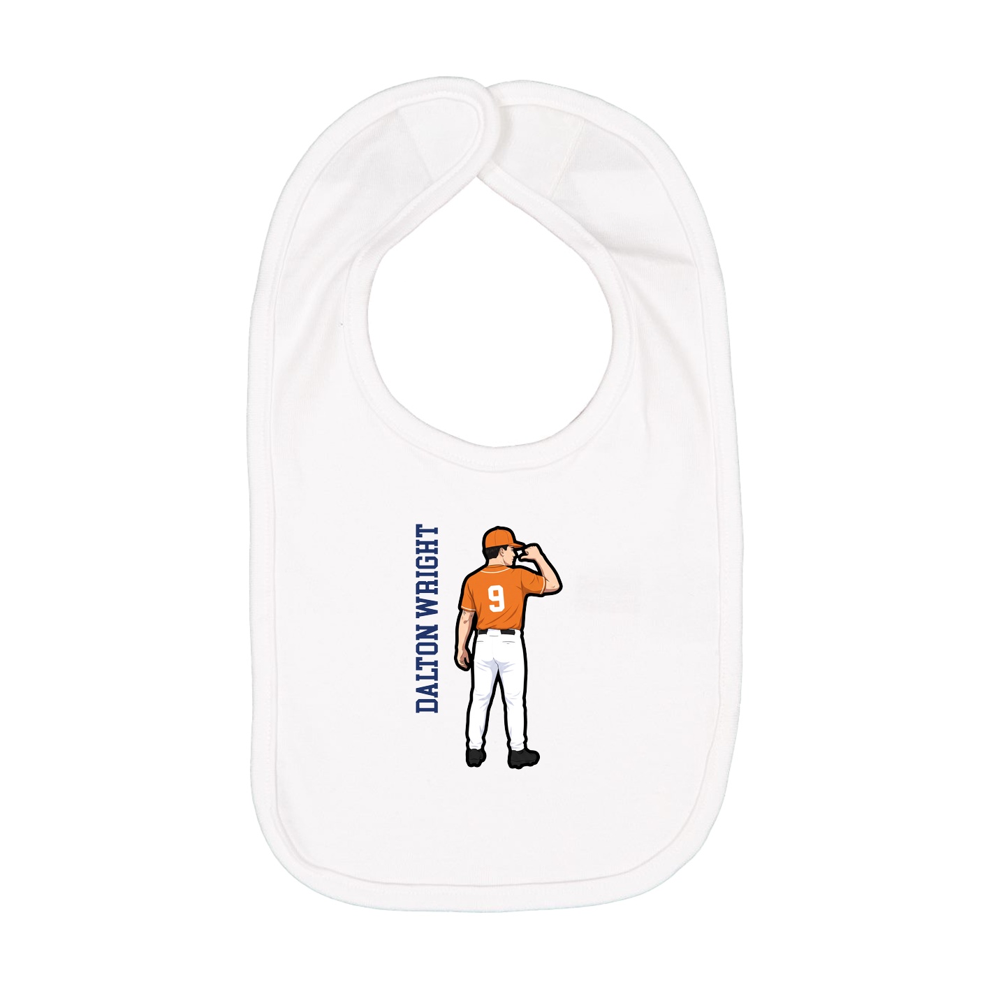 Infant Bib — Name Vertical in White