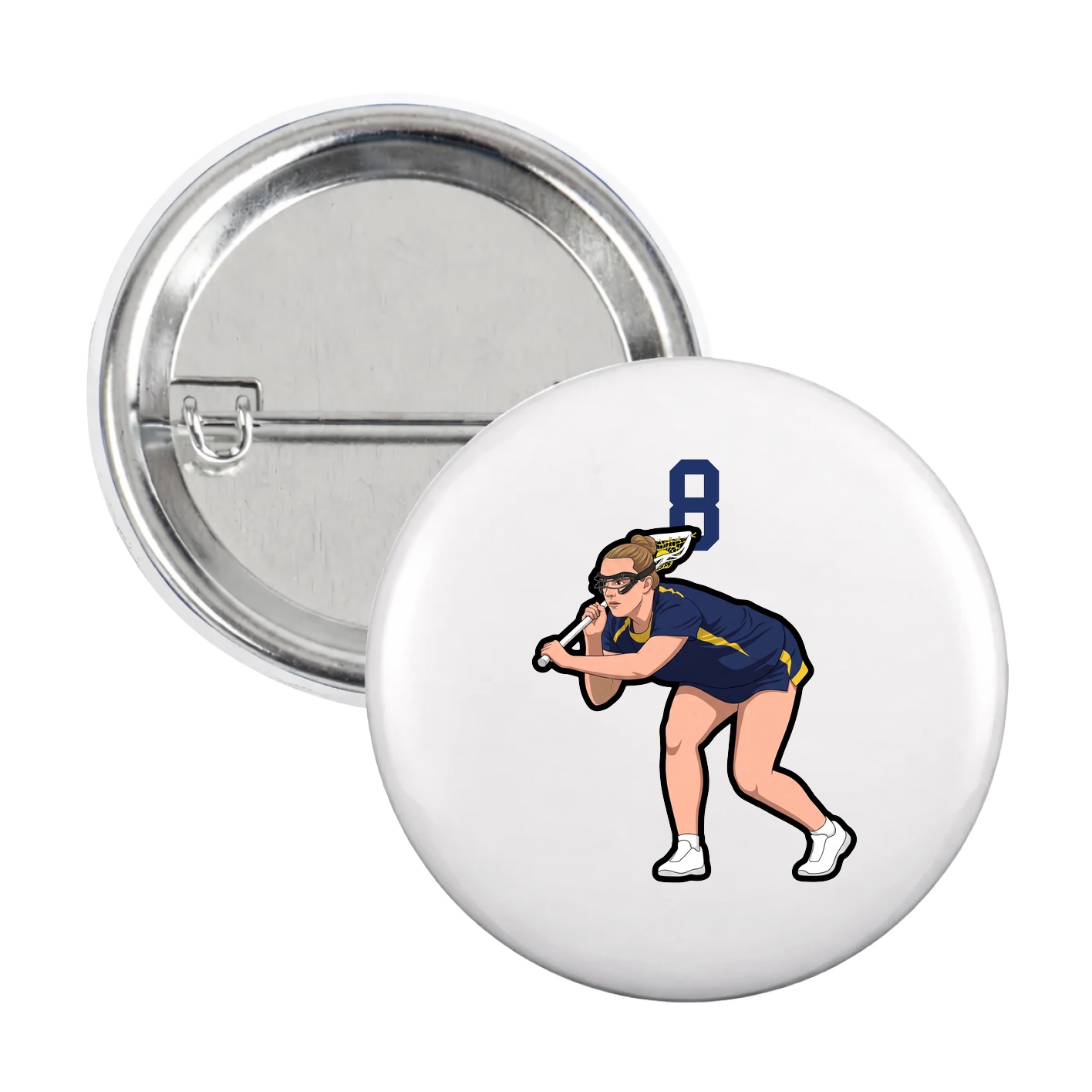 Game Day Button — Number Top in White