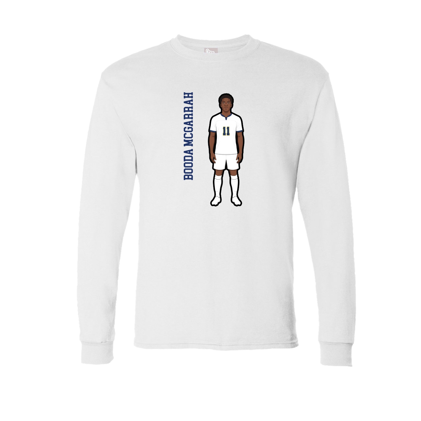 Long Sleeve Tee — Name Vertical in White