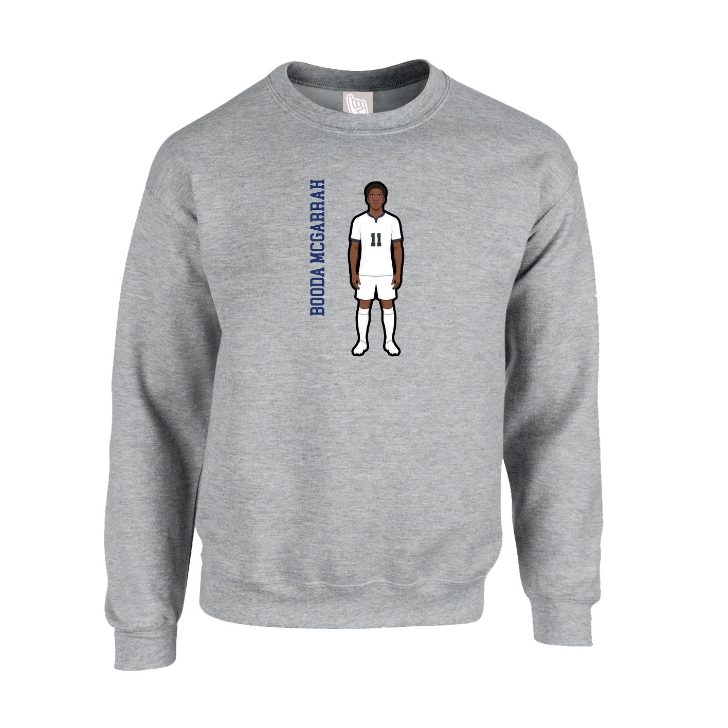 Fleece Crew — Name Vertical in Grey