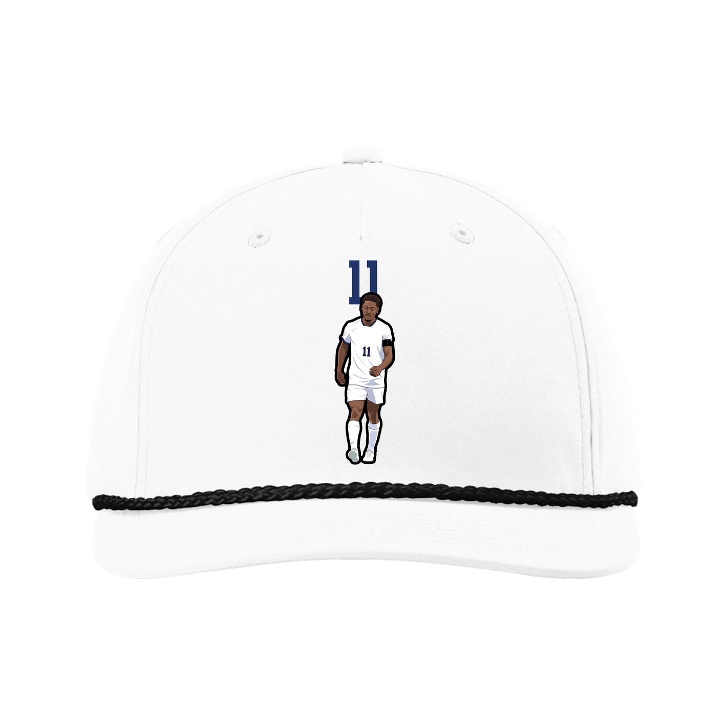 Five-Panel Classic Rope Cap — Number Top in White