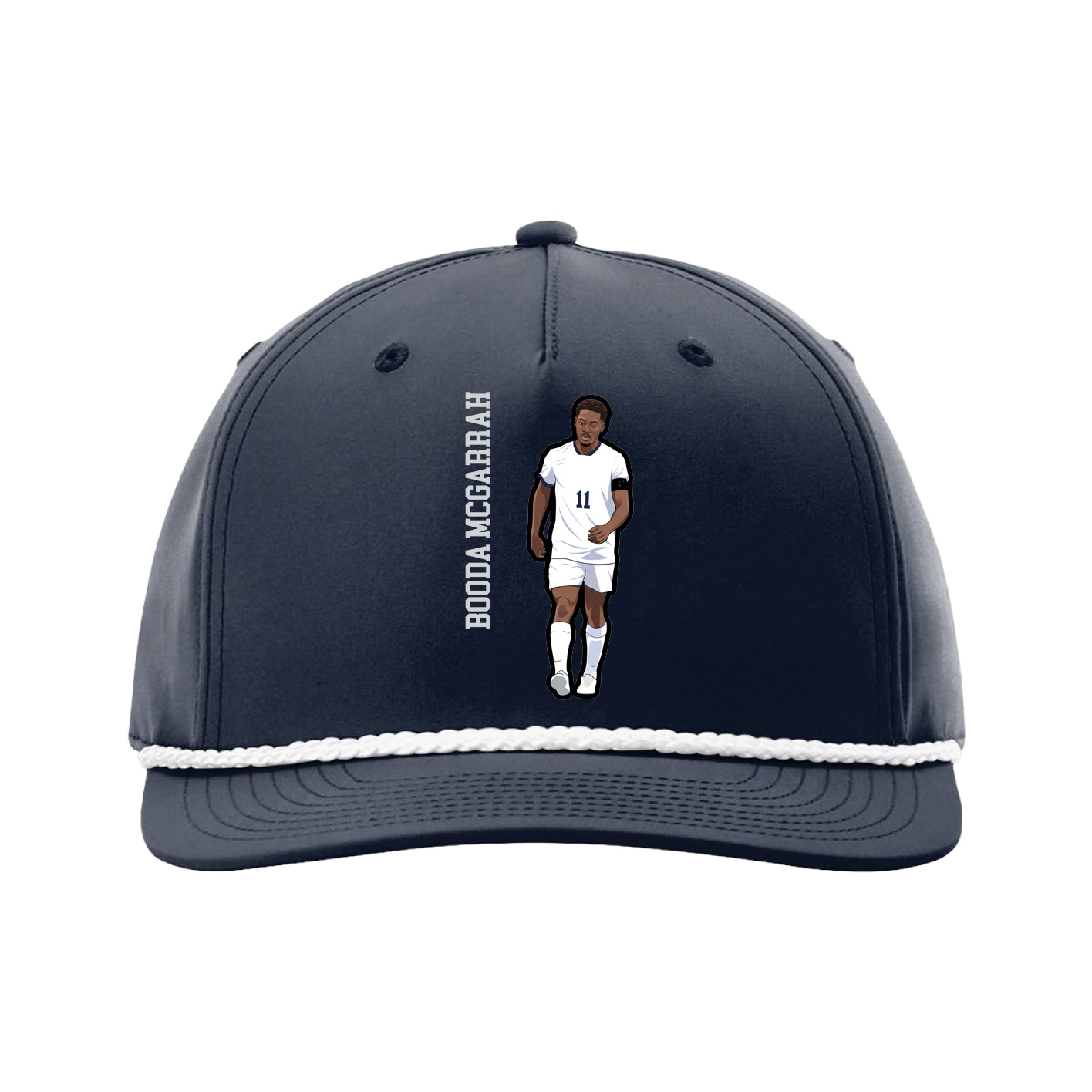 Five-Panel Classic Rope Cap — Name Vertical in Navy