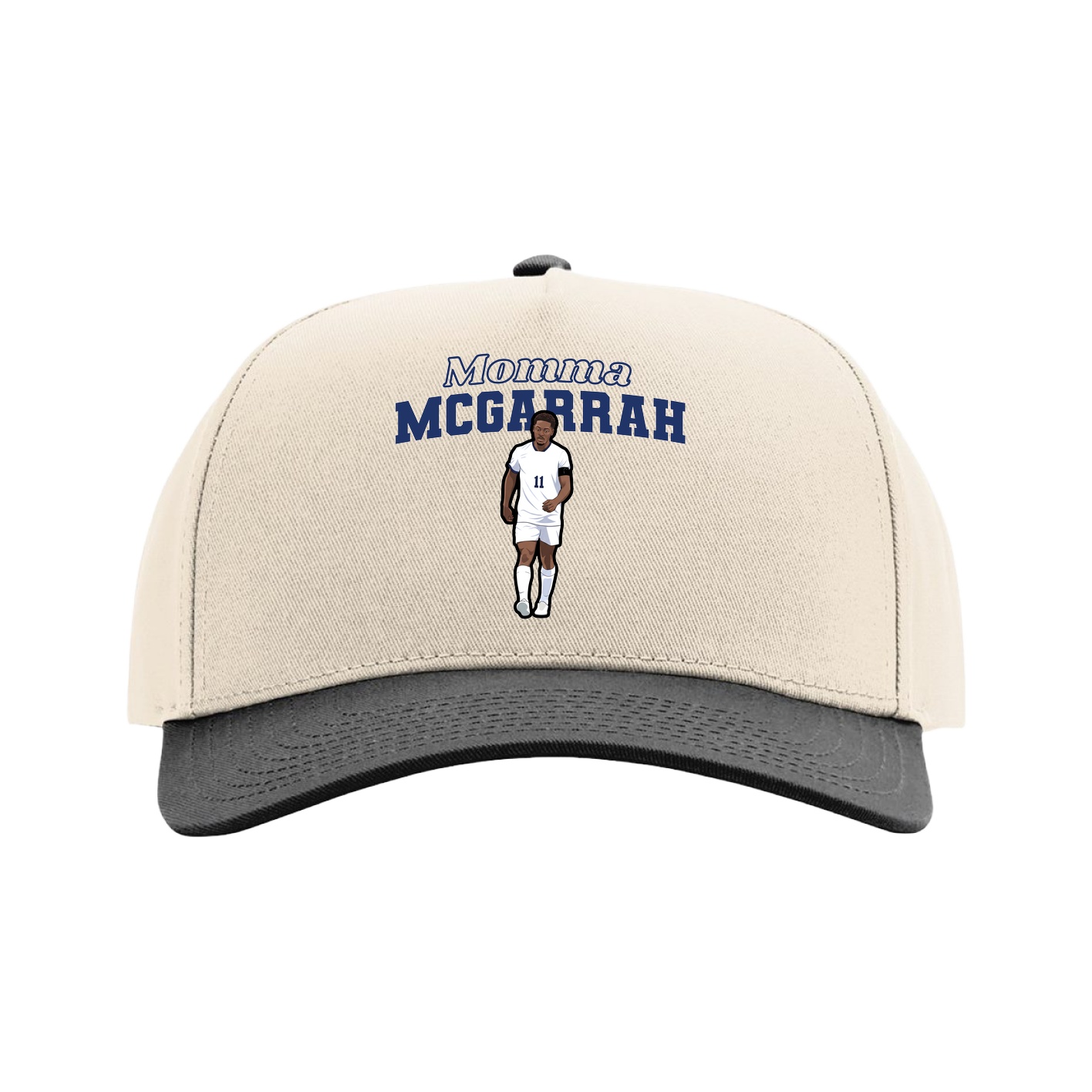 Full Fabric Five-Panel Champ Cap — Mothers Day Block in Cream/Black