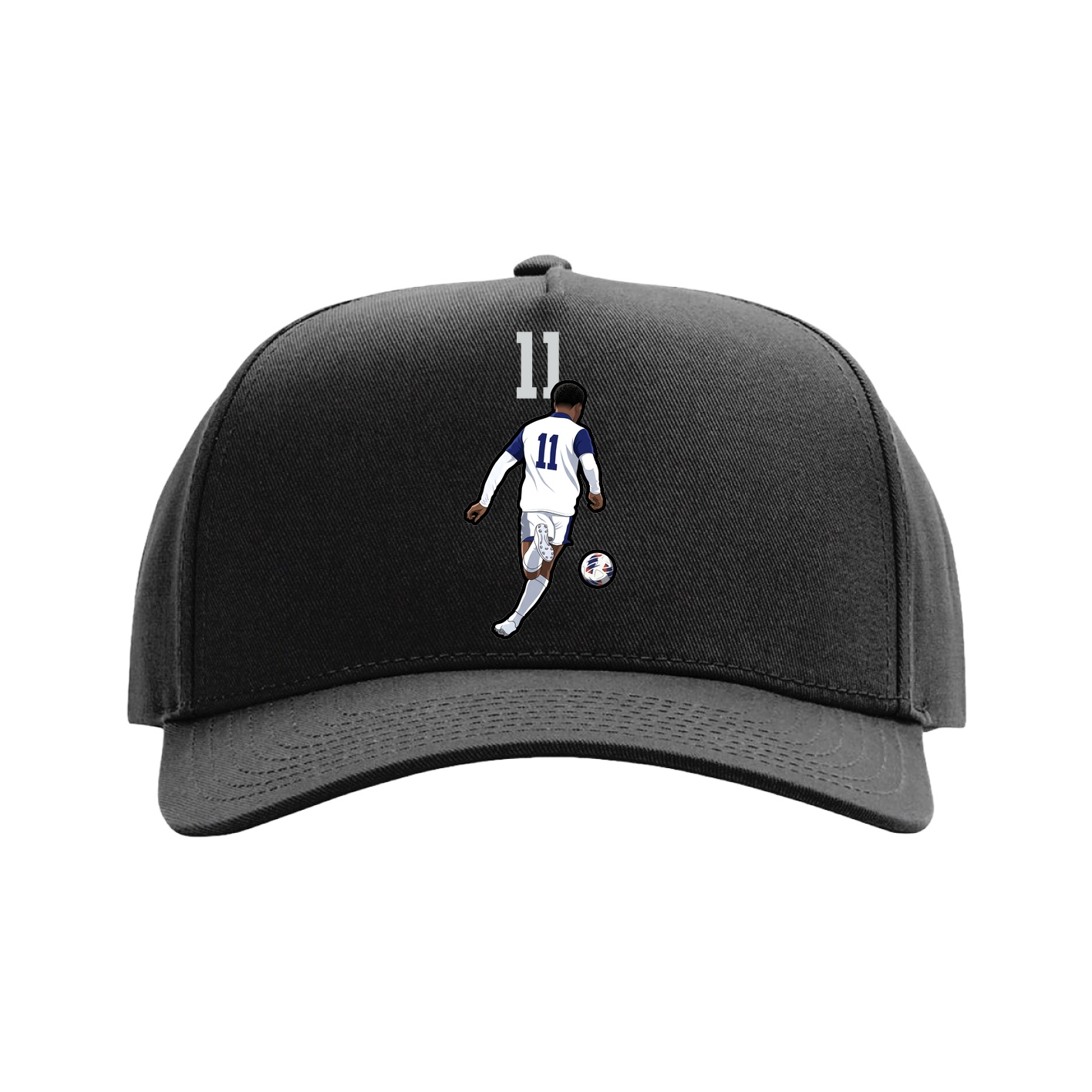 Full Fabric Five-Panel Champ Cap — Number Top in Black
