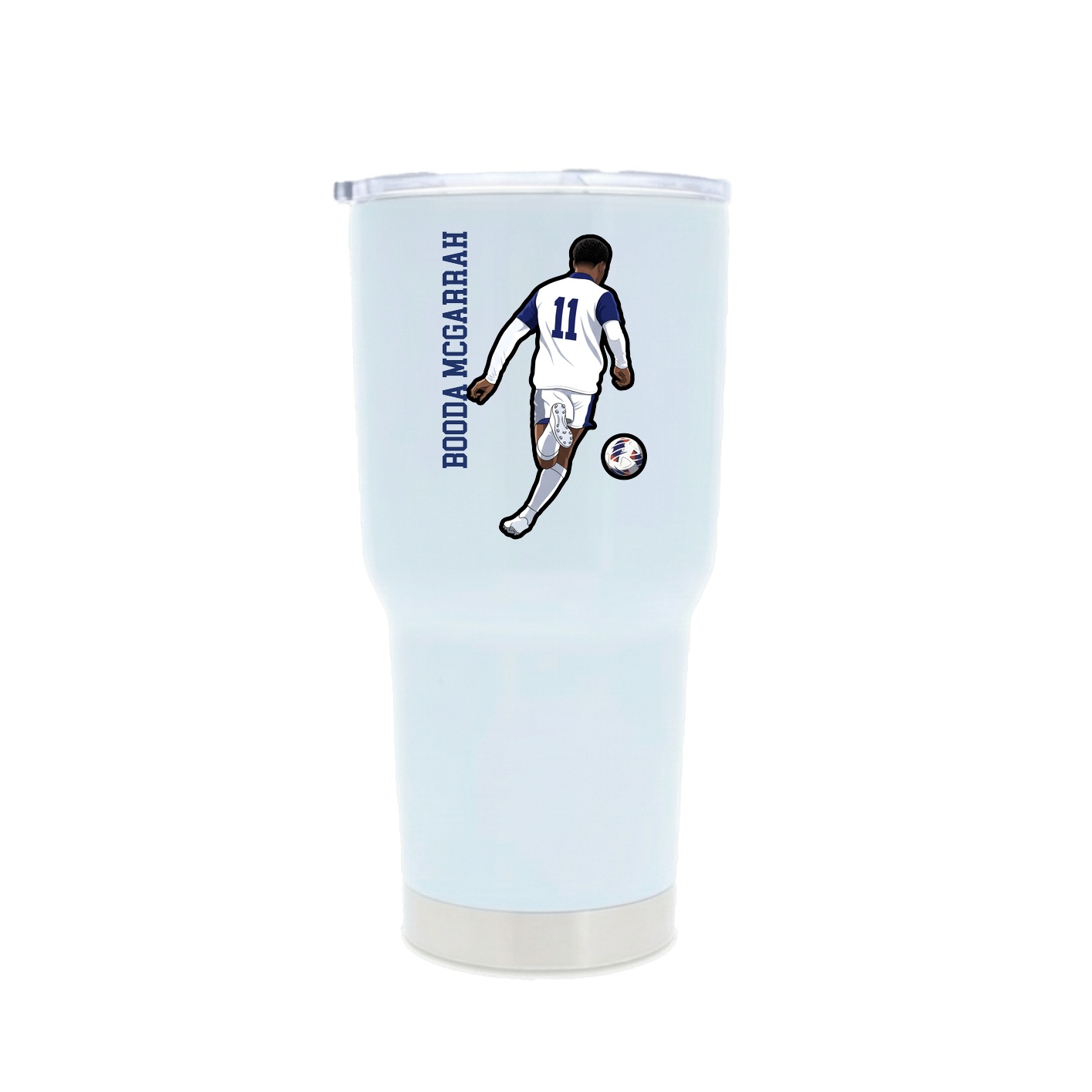 30oz Stainless Steel Tumbler — Name Vertical in White