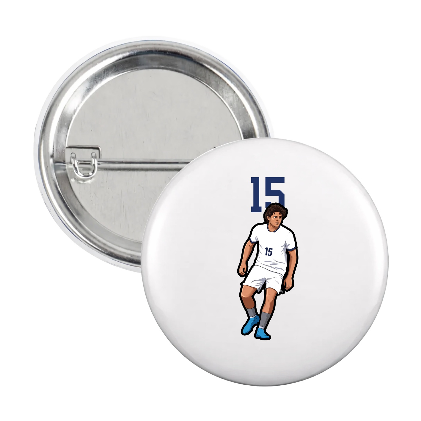 Game Day Button — Number Top in White