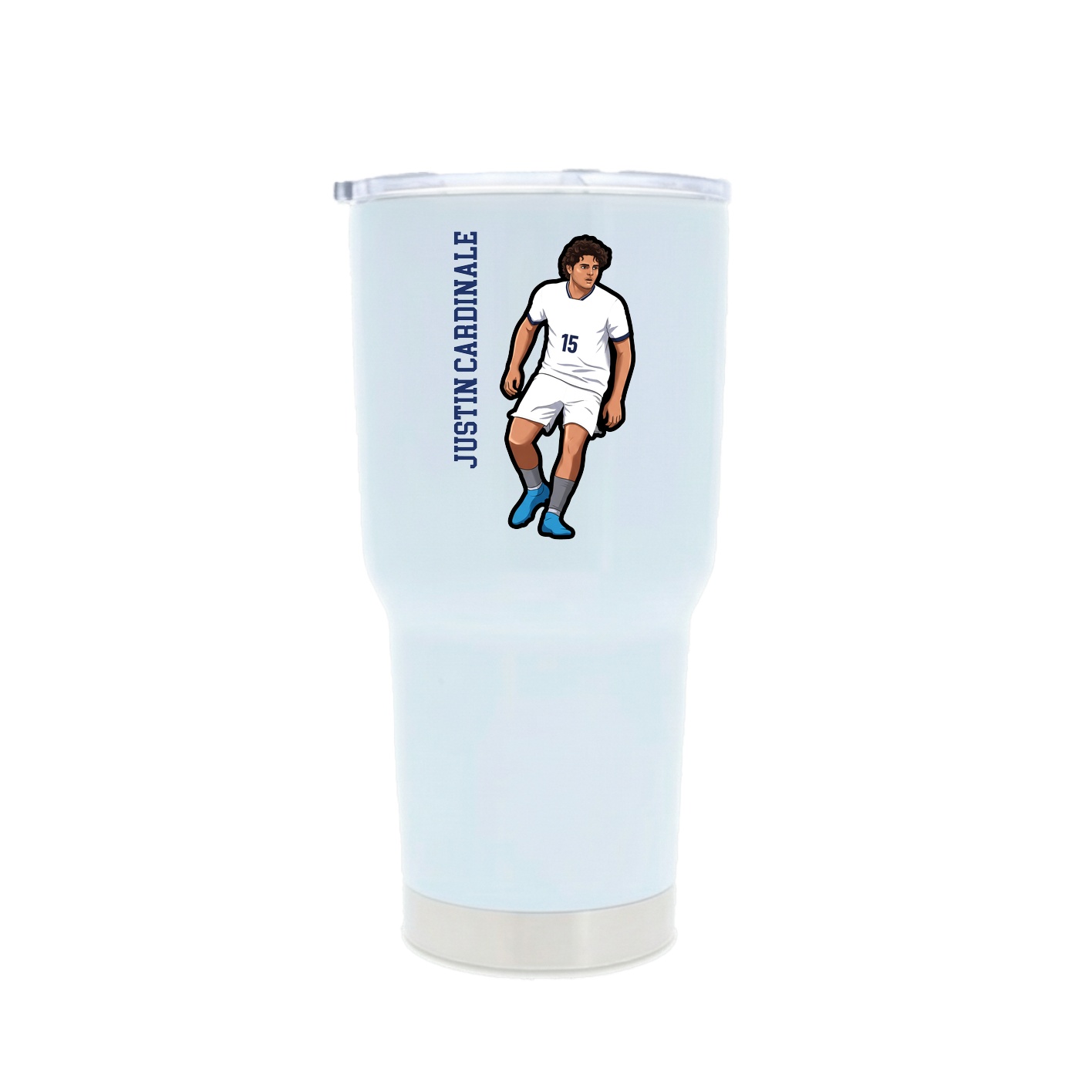 30oz Stainless Steel Tumbler — Name Vertical in White
