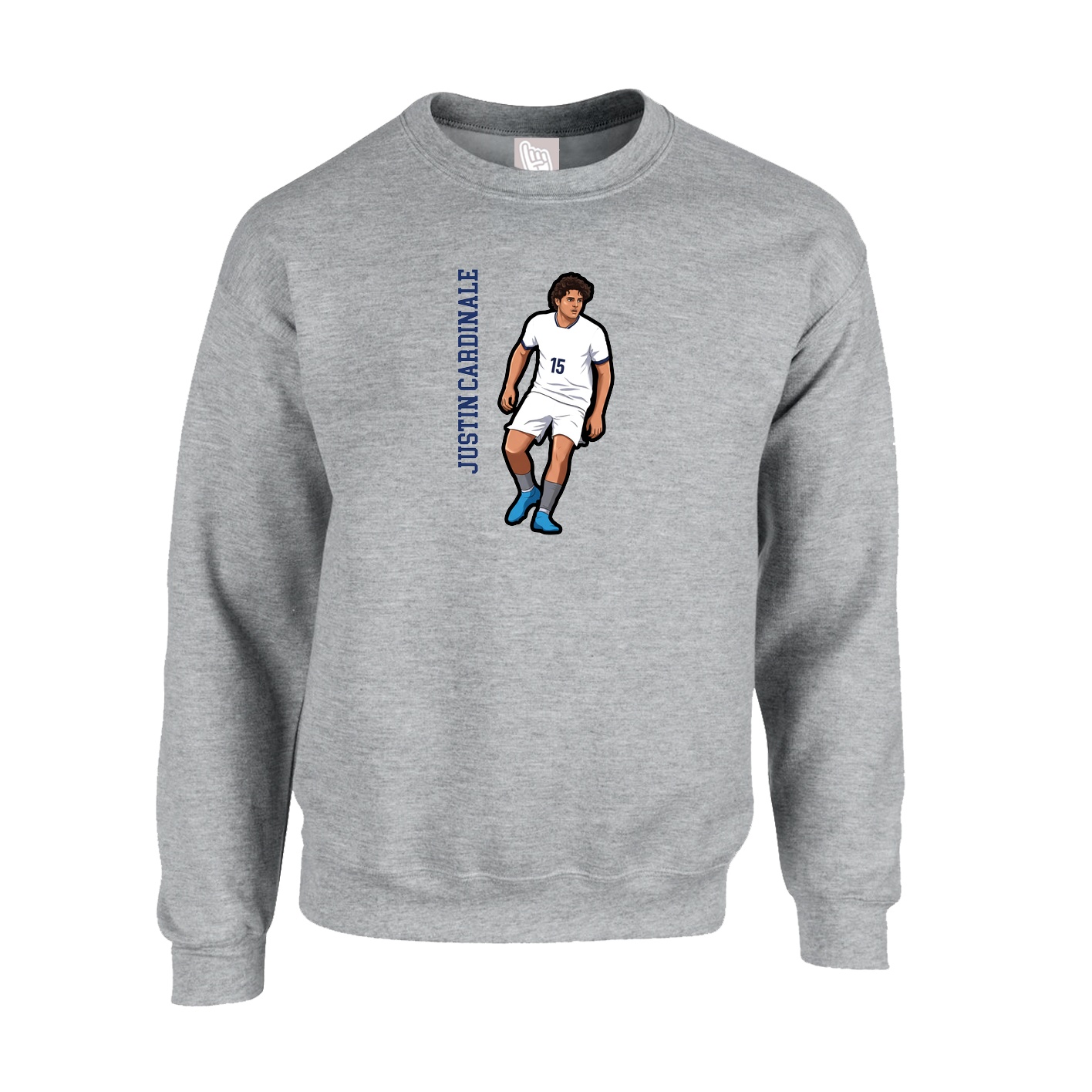 Fleece Crew — Name Vertical in Grey