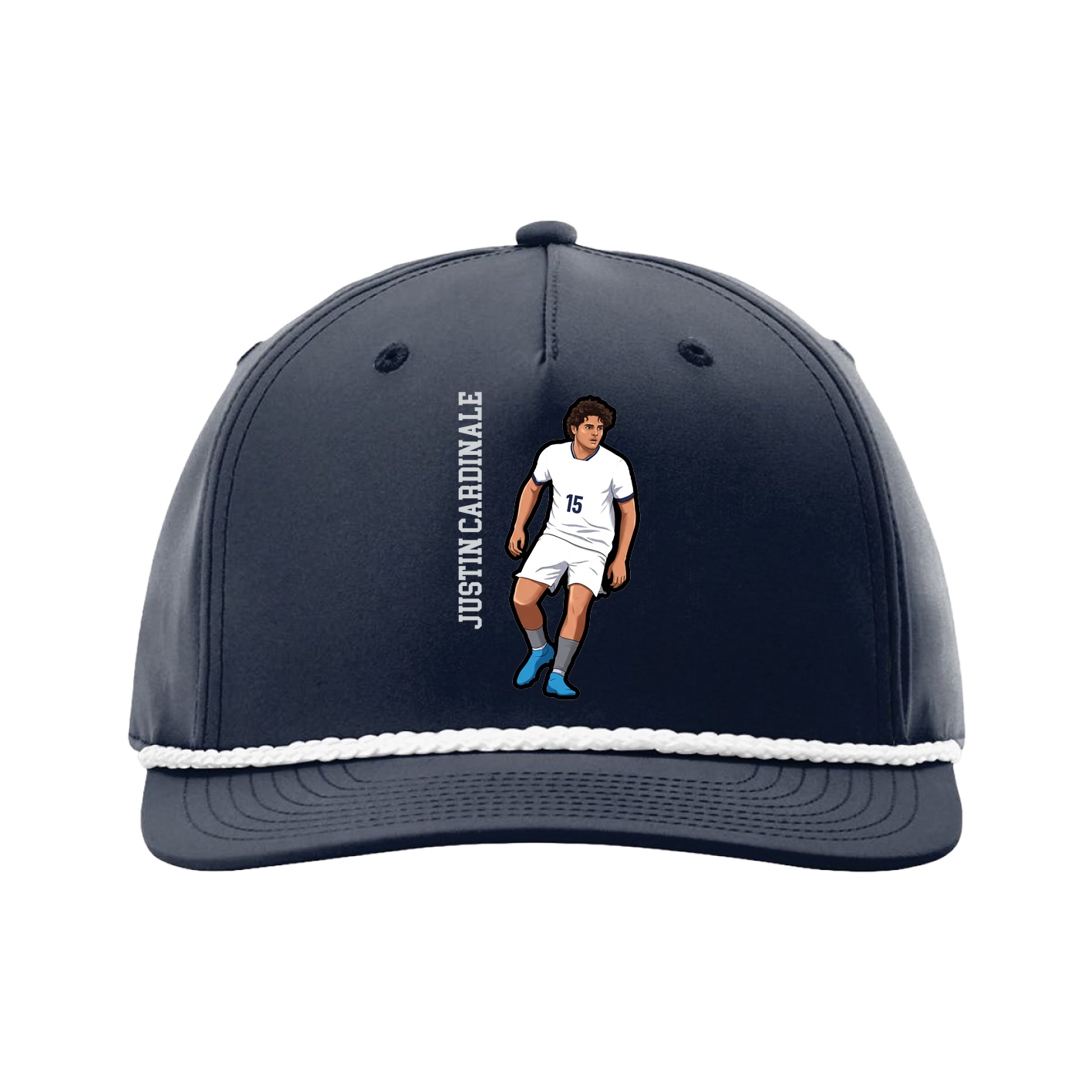 Five-Panel Classic Rope Cap — Name Vertical in Navy