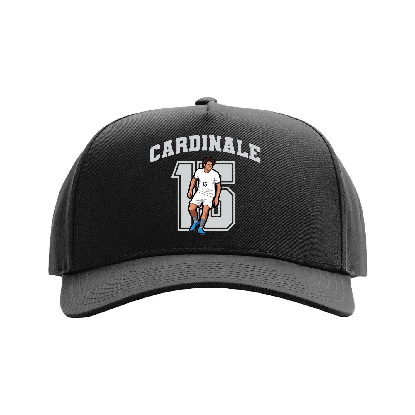 Full Fabric Five-Panel Champ Cap — Number in Black