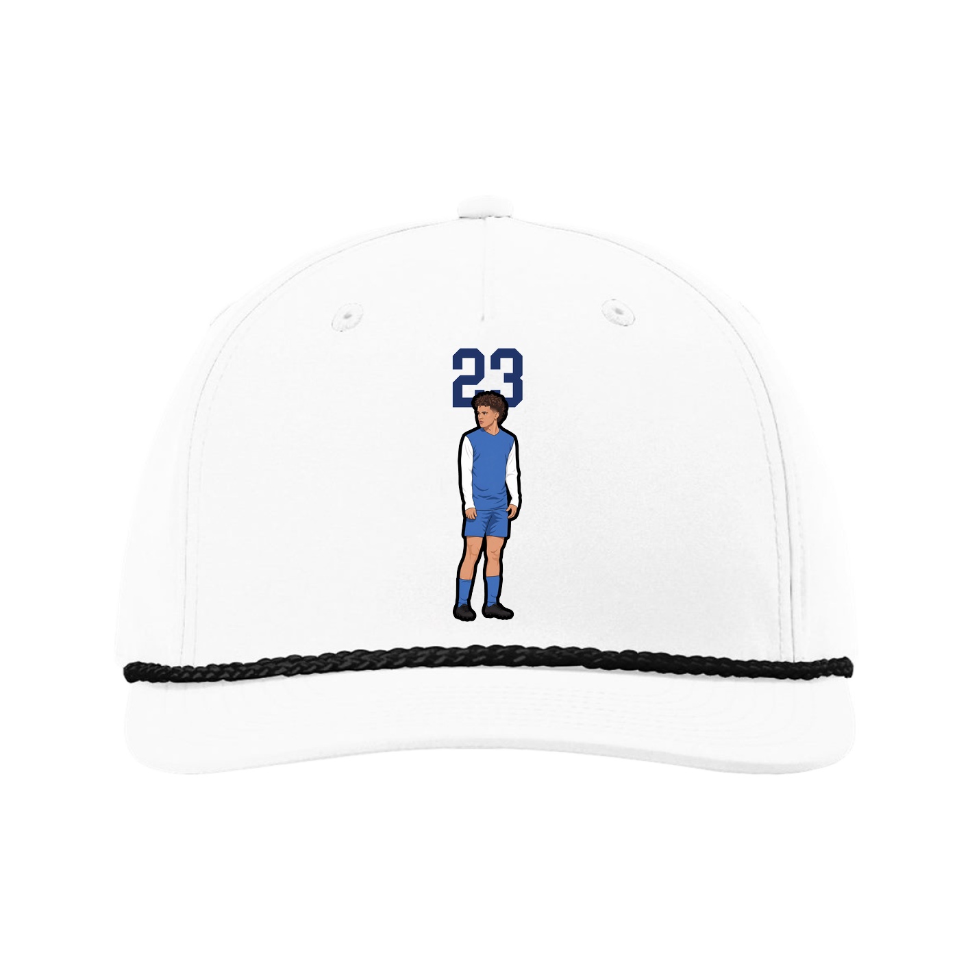 Five-Panel Classic Rope Cap — Number Top in White