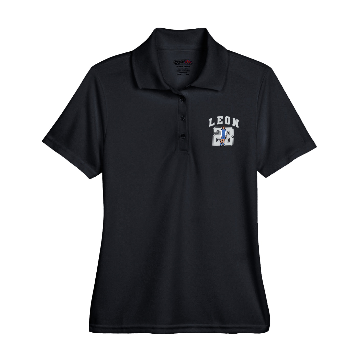 Womens Performance Polo — Number in Black