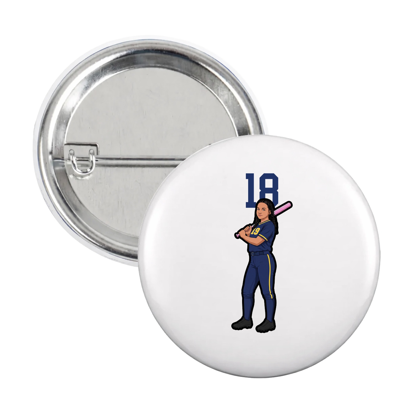 Game Day Button — Number Top in White