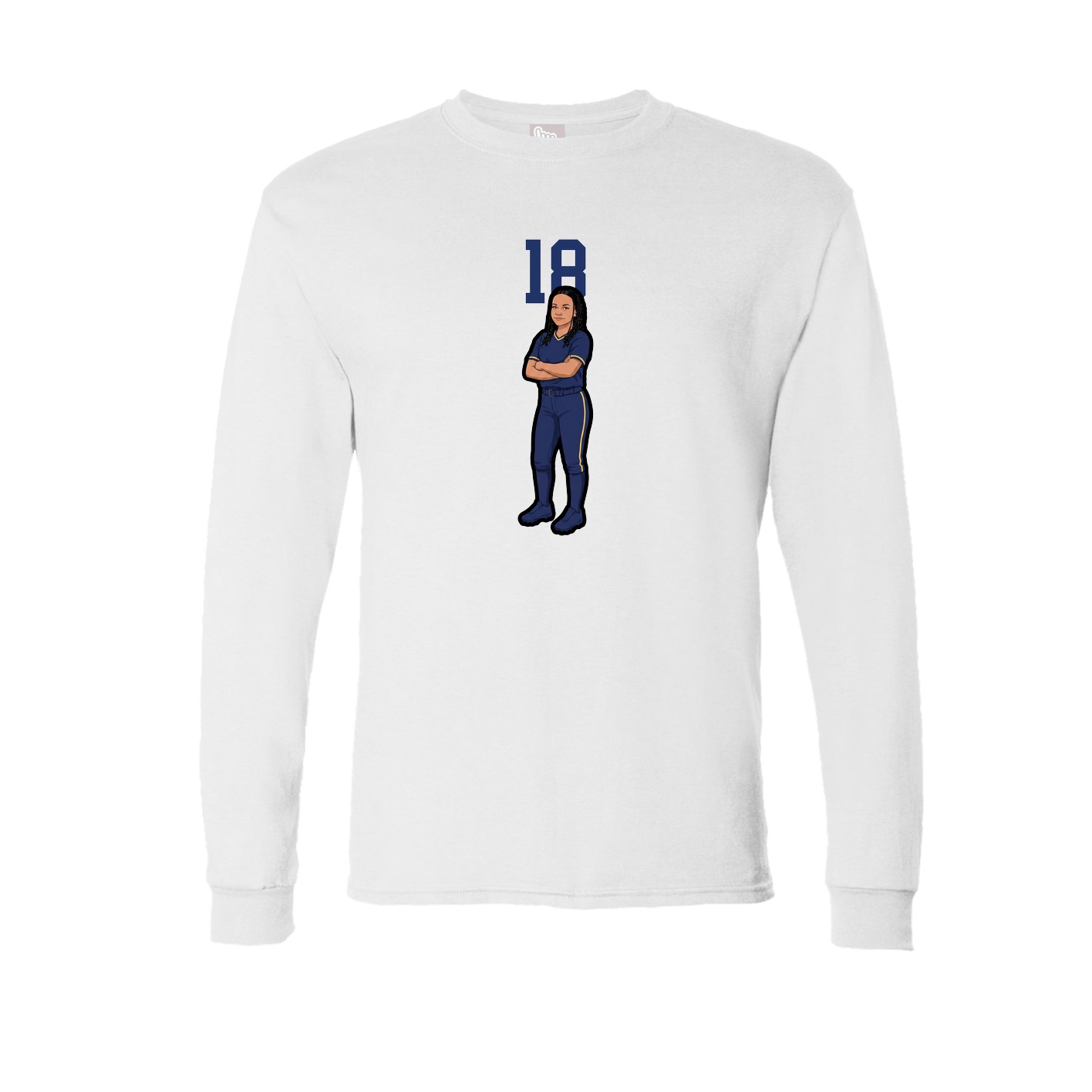 Long Sleeve Tee — Number Top in White
