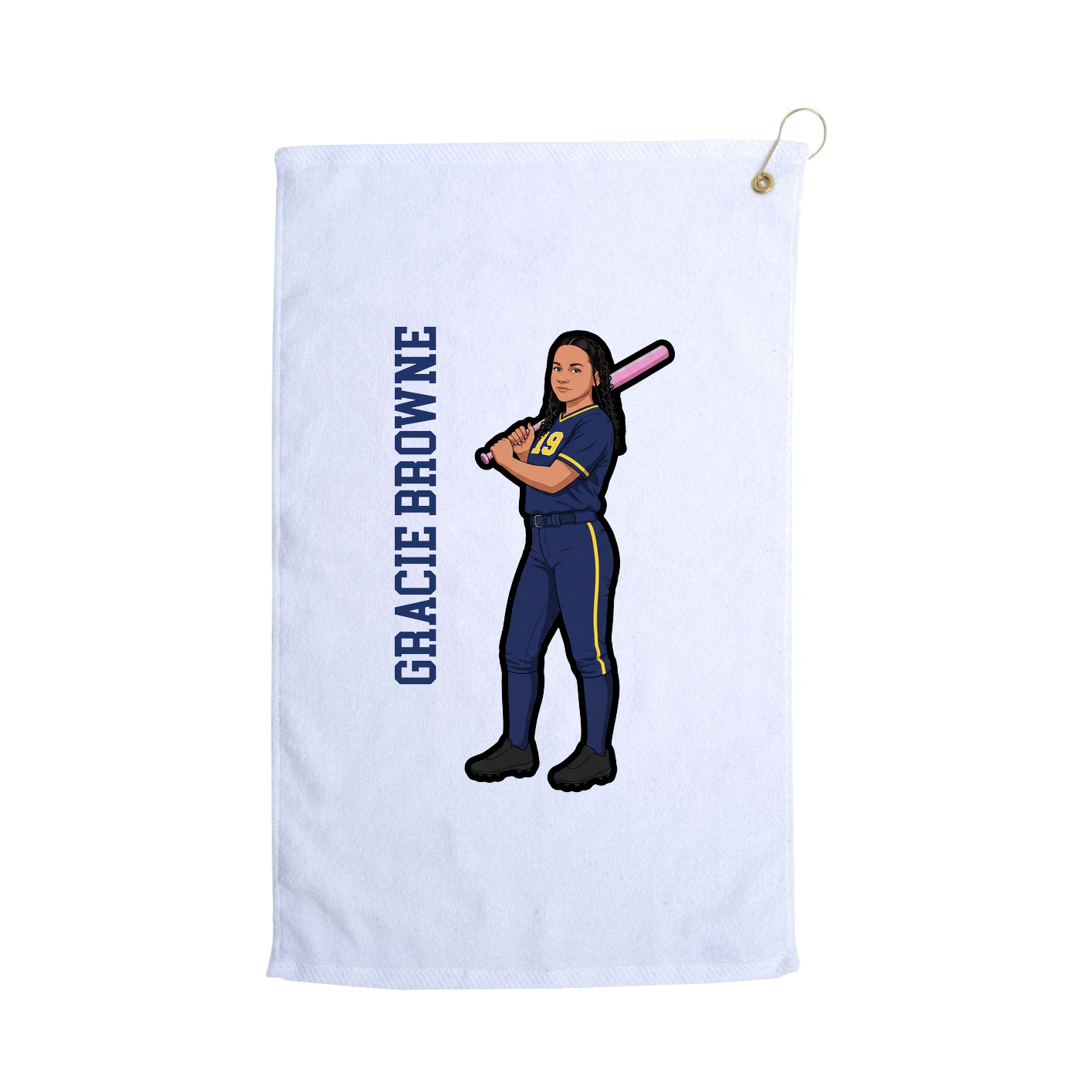 Golf Towel — Name Vertical in White