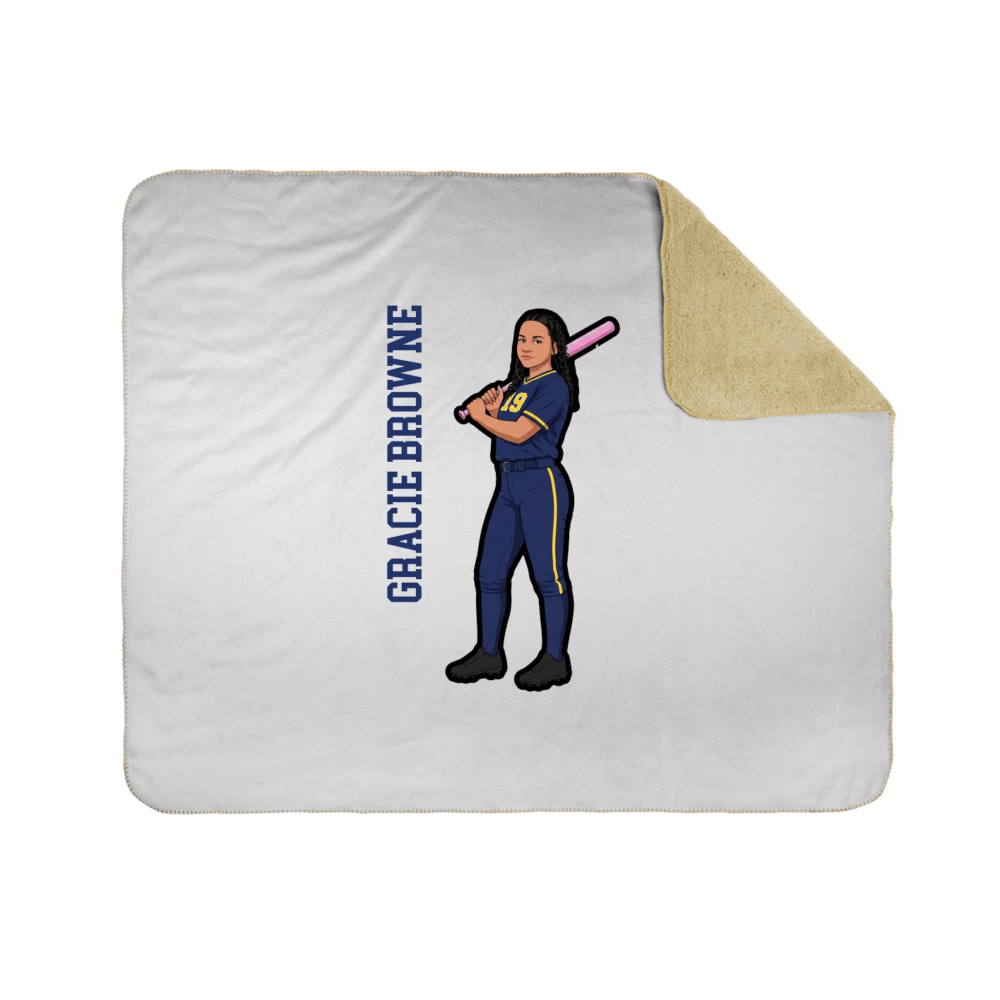 Throw Blanket — Name Vertical in White