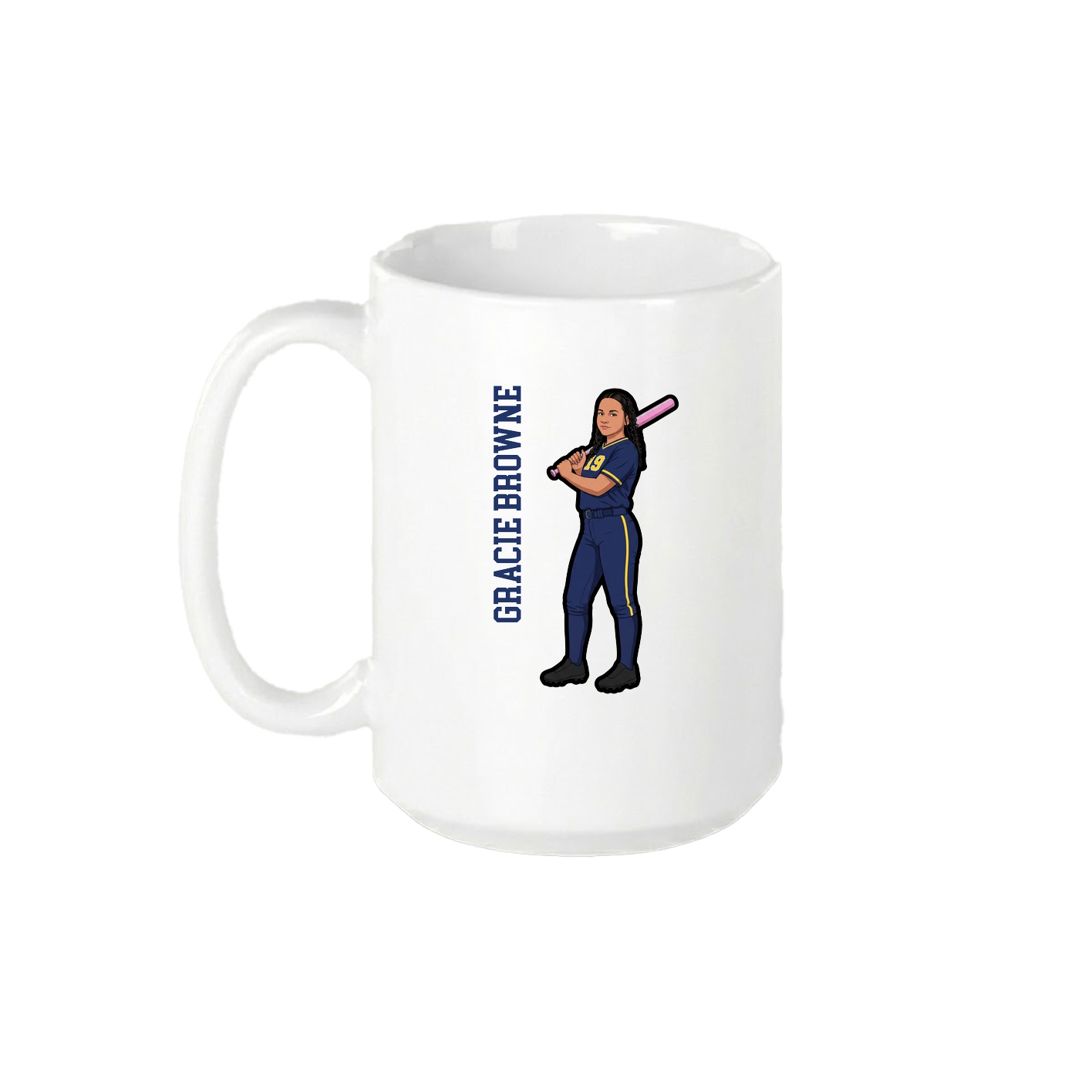 15oz Coffee Mug — Name Vertical in White