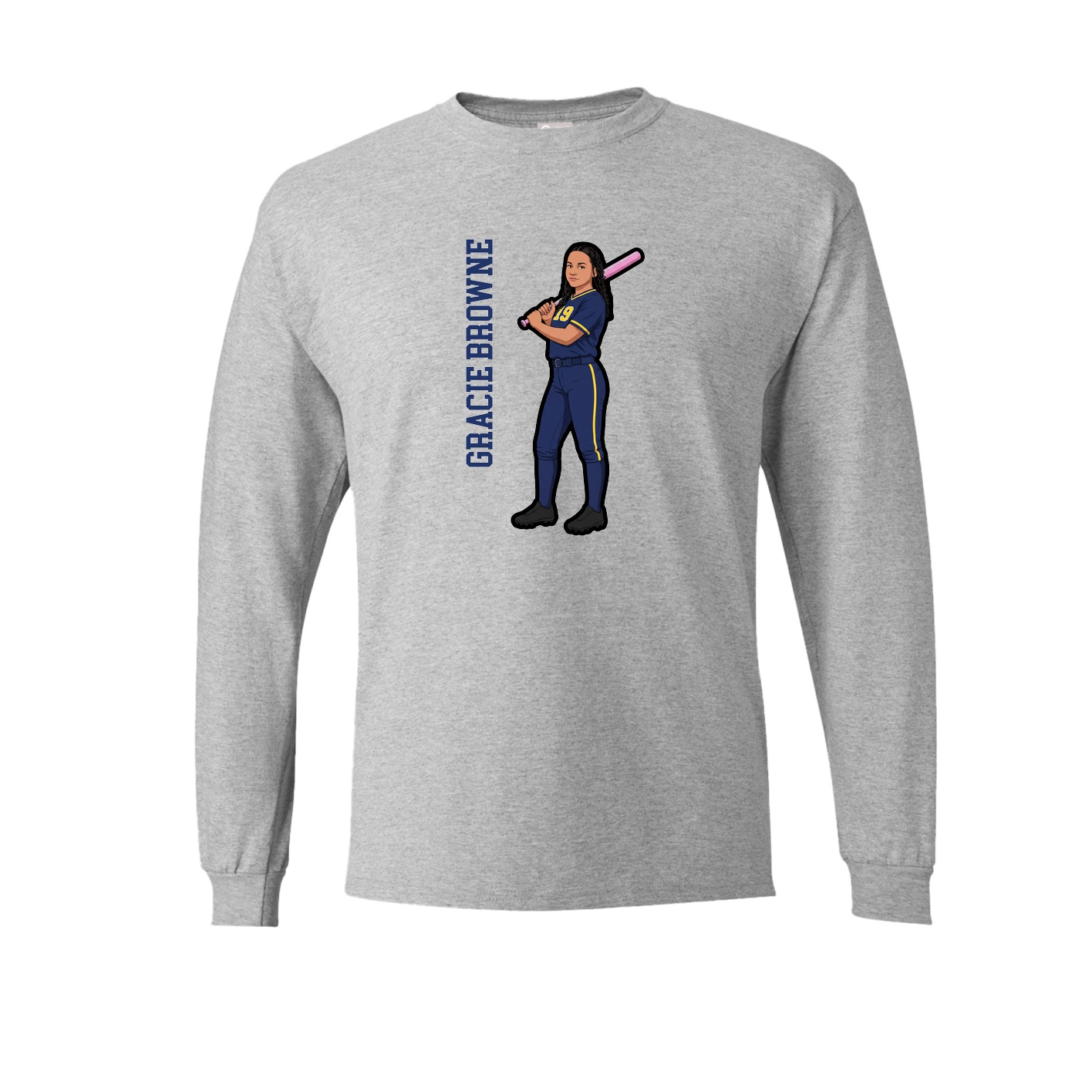 Long Sleeve Tee — Name Vertical in Grey