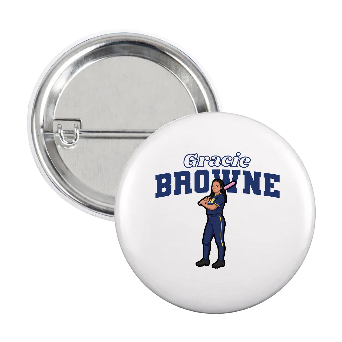 Game Day Button — Name Arch in White