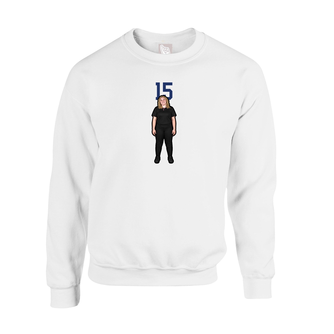 Fleece Crew — Number Top in White